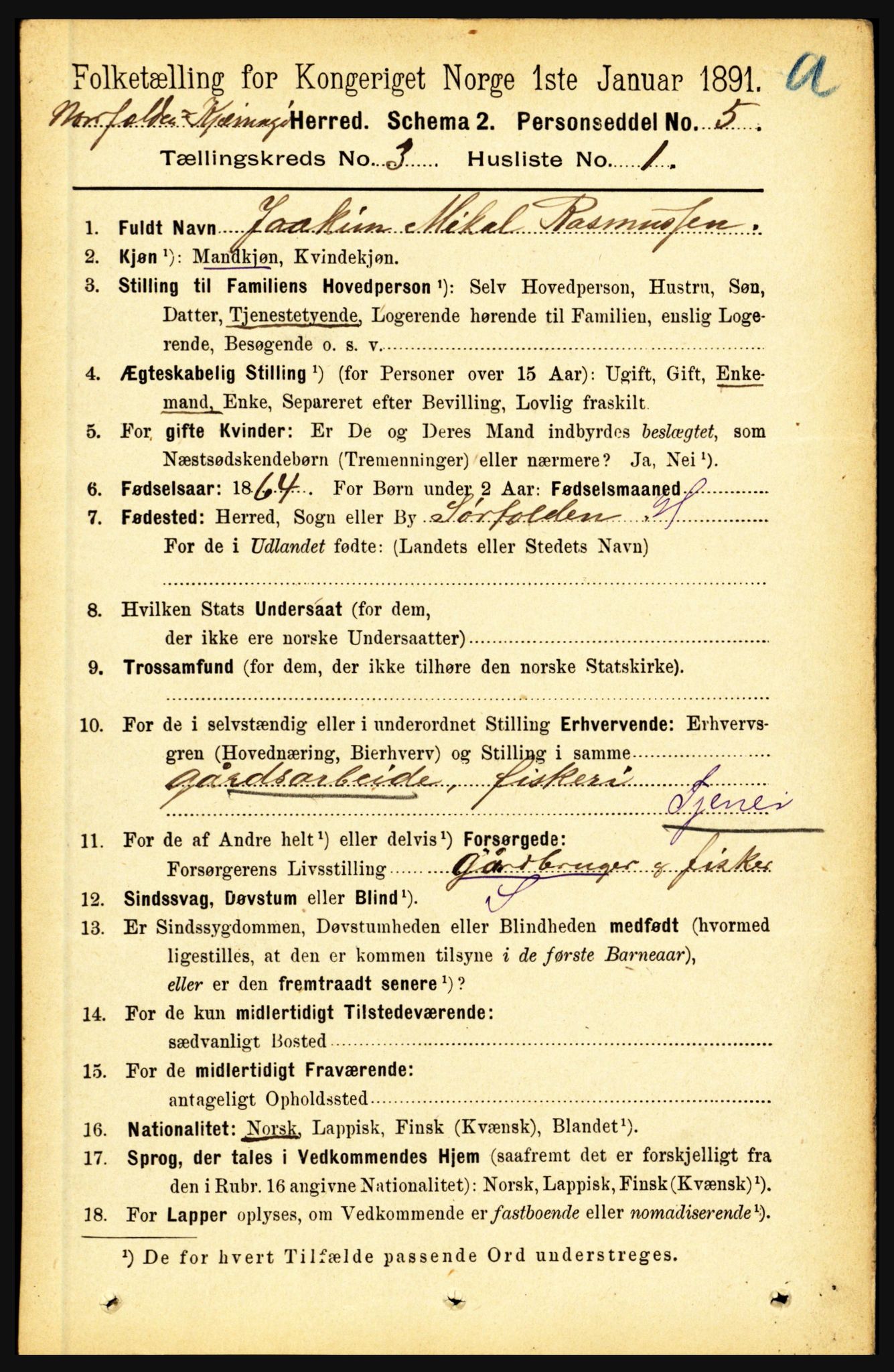 RA, 1891 census for 1846 Nordfold-Kjerringøy, 1891, p. 723