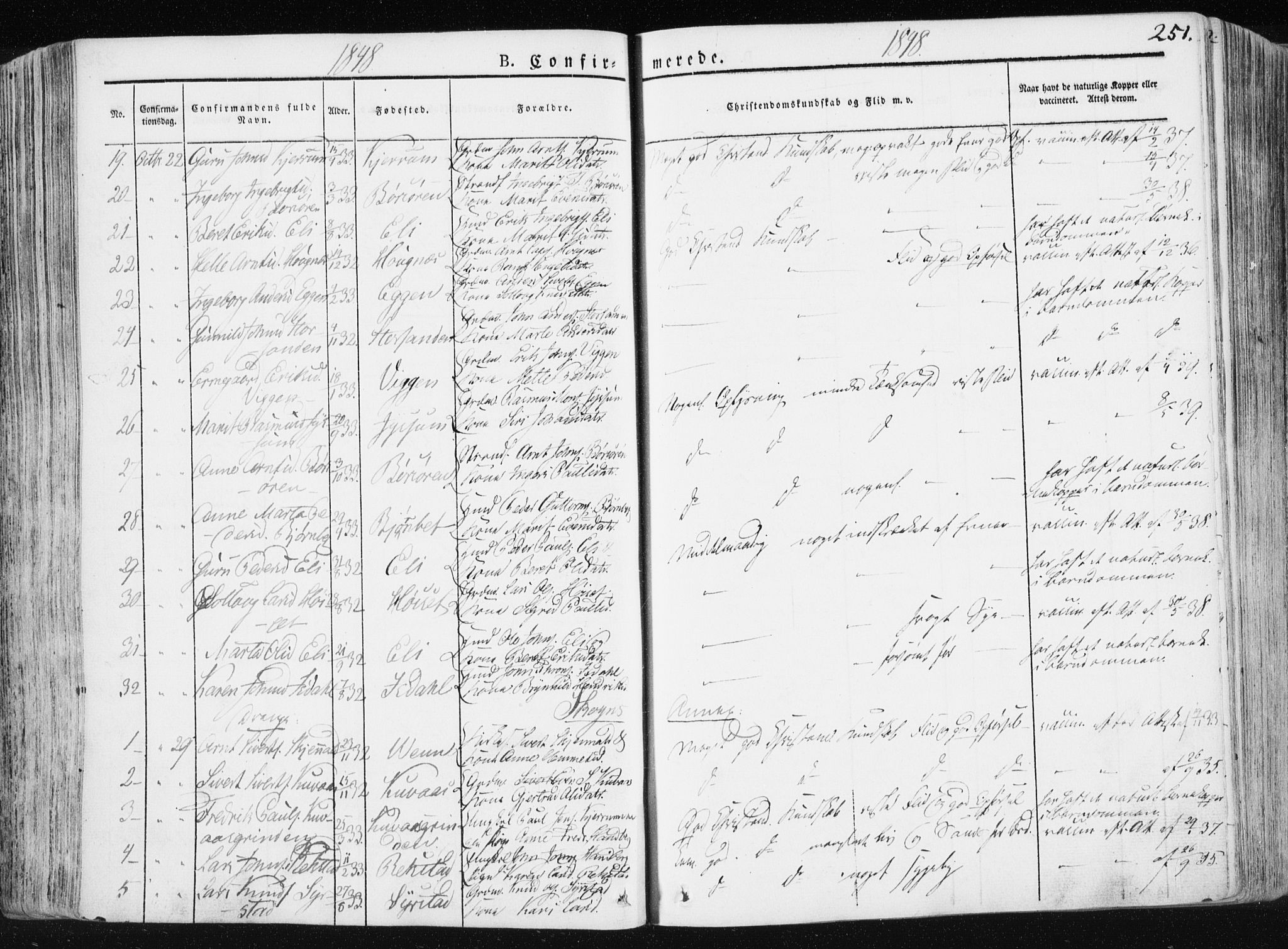 Ministerialprotokoller, klokkerbøker og fødselsregistre - Sør-Trøndelag, AV/SAT-A-1456/665/L0771: Parish register (official) no. 665A06, 1830-1856, p. 251