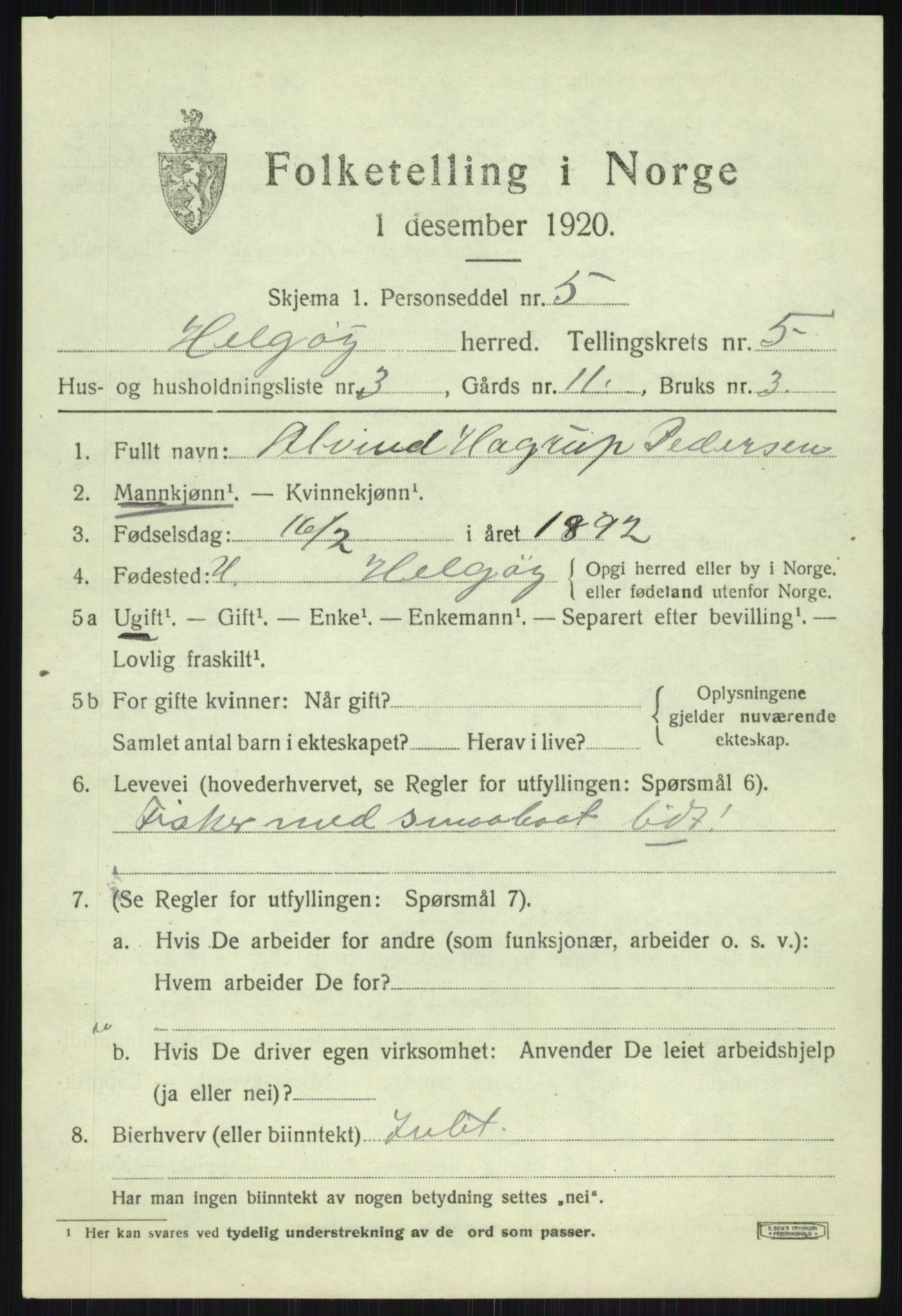 SATØ, 1920 census for Helgøy, 1920, p. 1973