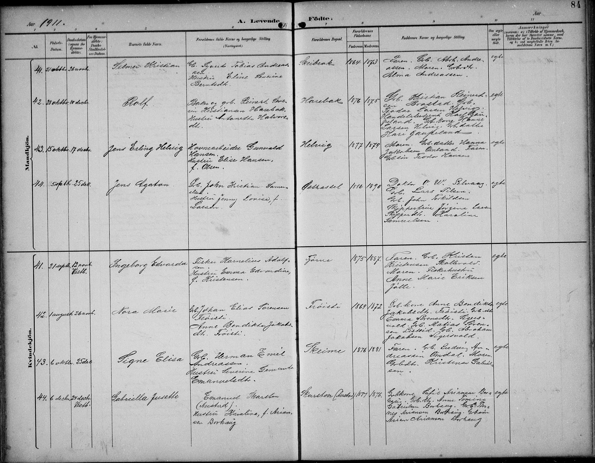 Lista sokneprestkontor, AV/SAK-1111-0027/F/Fb/L0005: Parish register (copy) no. B 5, 1892-1923, p. 84