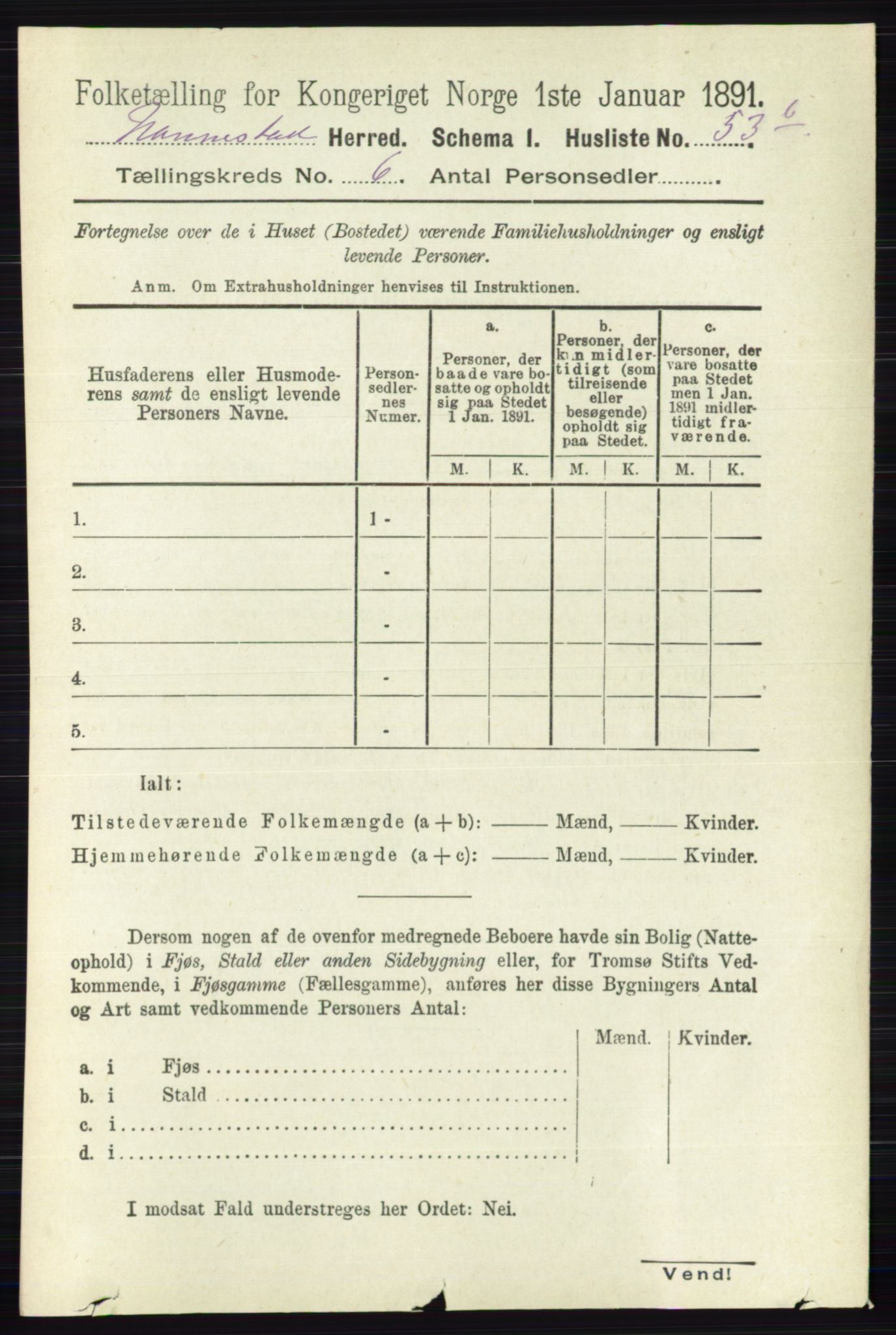 RA, 1891 census for 0238 Nannestad, 1891, p. 3056