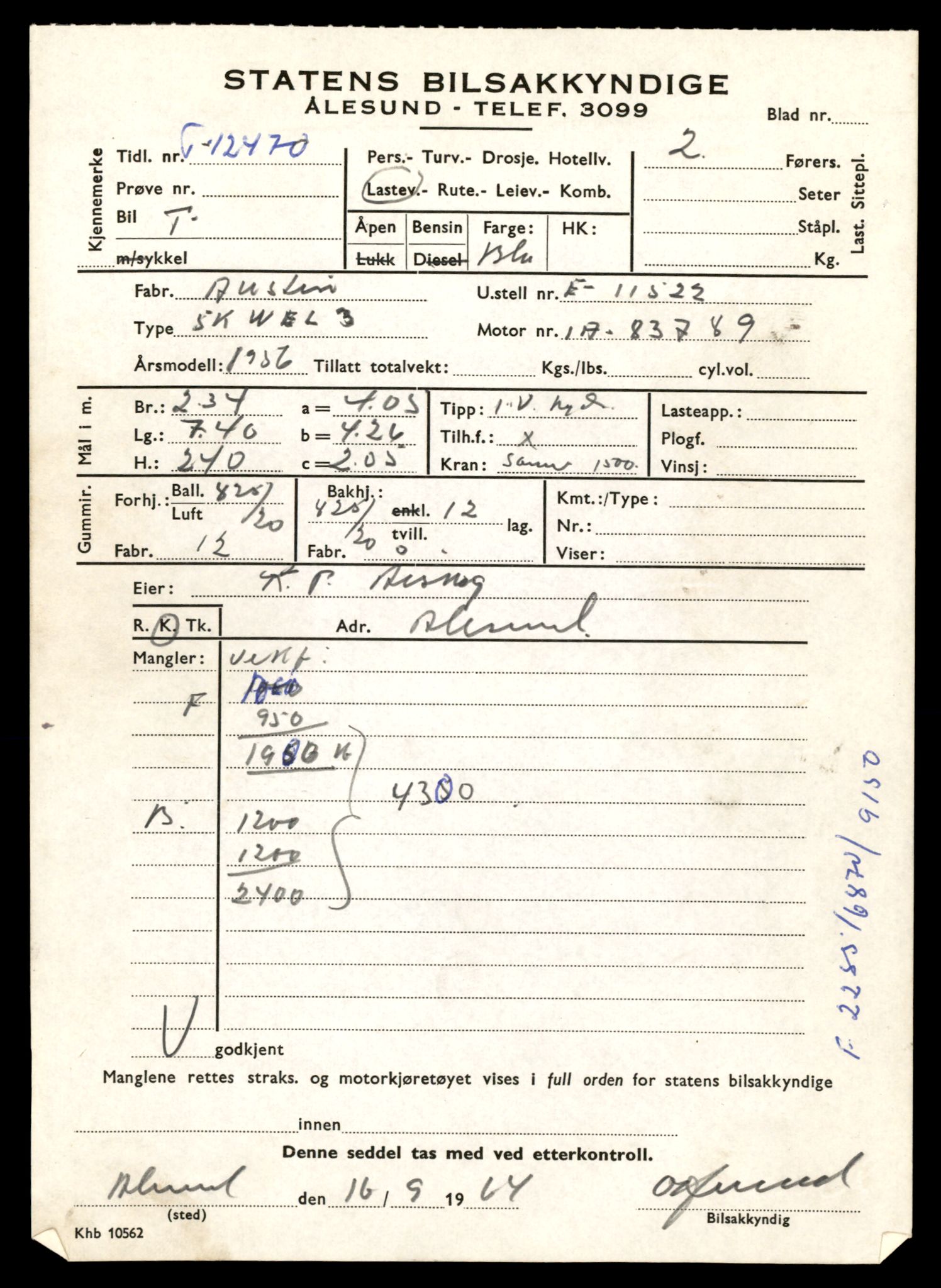 Møre og Romsdal vegkontor - Ålesund trafikkstasjon, AV/SAT-A-4099/F/Fe/L0033: Registreringskort for kjøretøy T 12151 - T 12474, 1927-1998, p. 3669