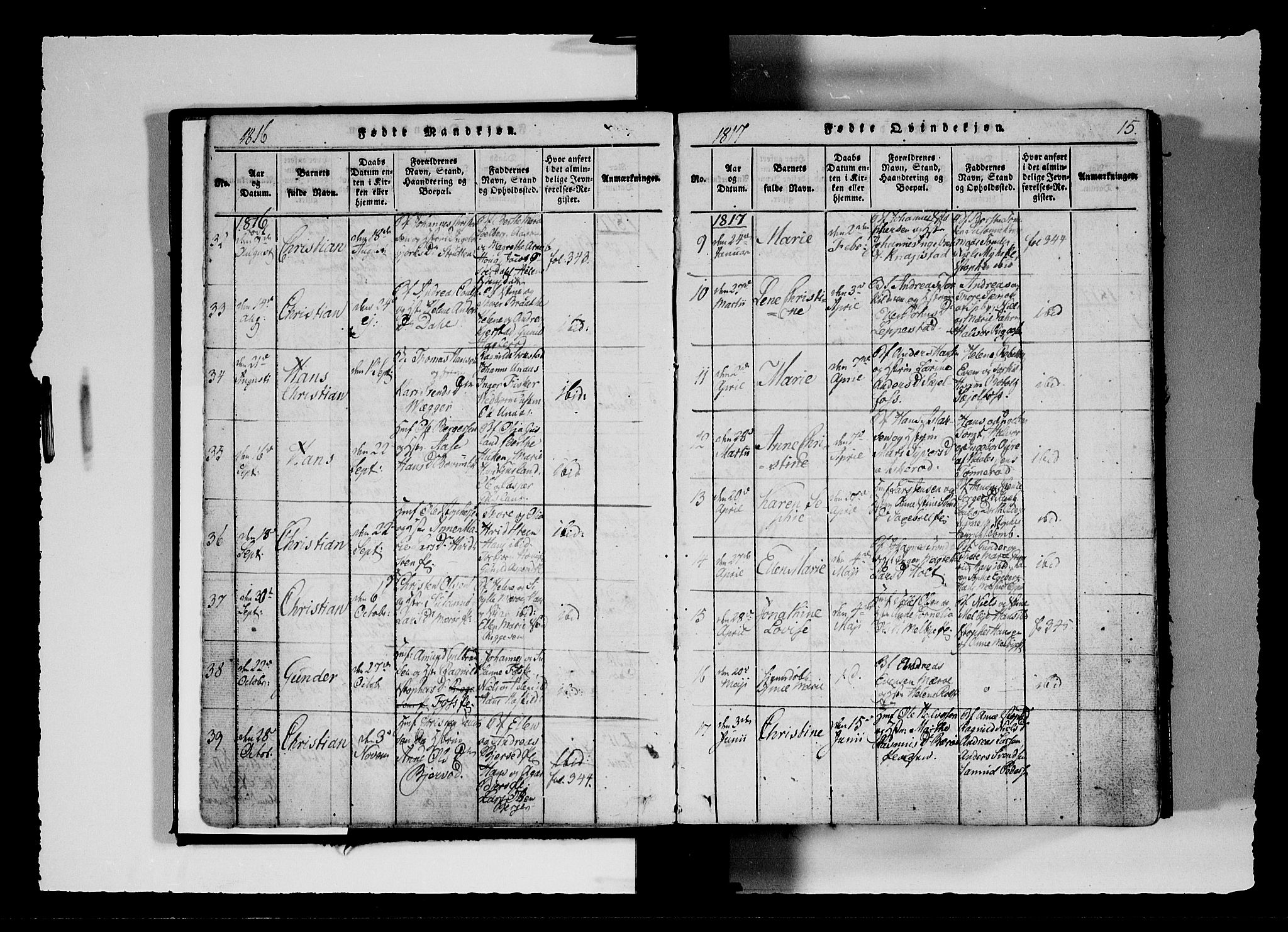 Hobøl prestekontor Kirkebøker, AV/SAO-A-2002/F/Fa/L0002: Parish register (official) no. I 2, 1814-1841, p. 15