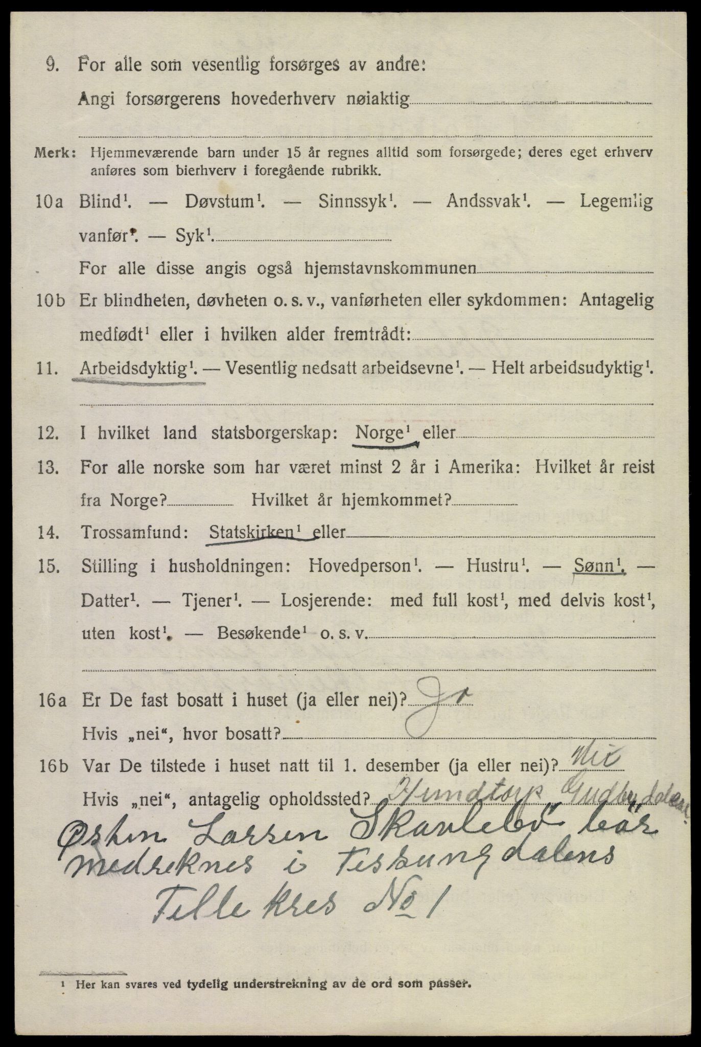 SAKO, 1920 census for Tinn, 1920, p. 2709