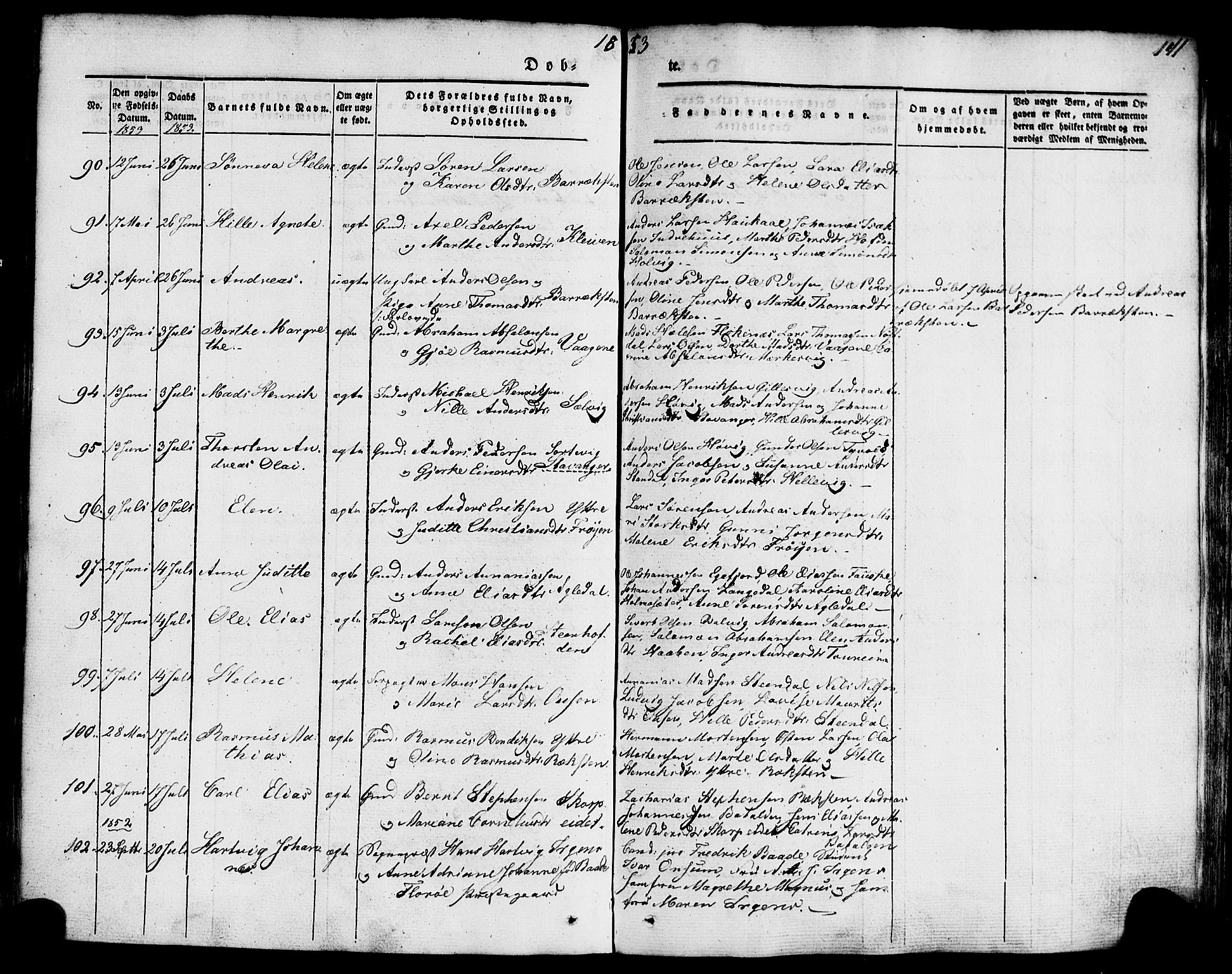 Kinn sokneprestembete, SAB/A-80801/H/Haa/Haaa/L0005: Parish register (official) no. A 5, 1841-1857, p. 141