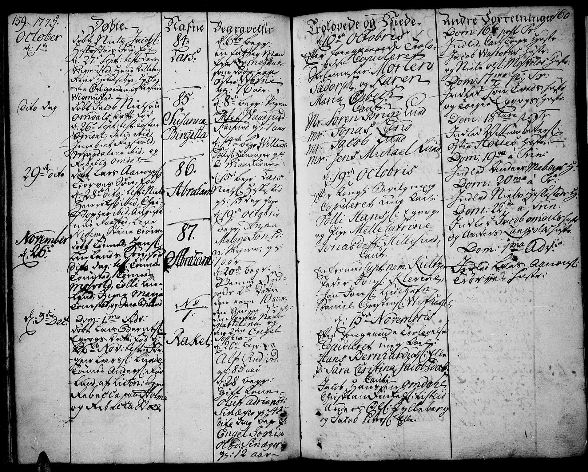 Lista sokneprestkontor, SAK/1111-0027/F/Fa/L0004: Parish register (official) no. A 4, 1768-1794, p. 159-160