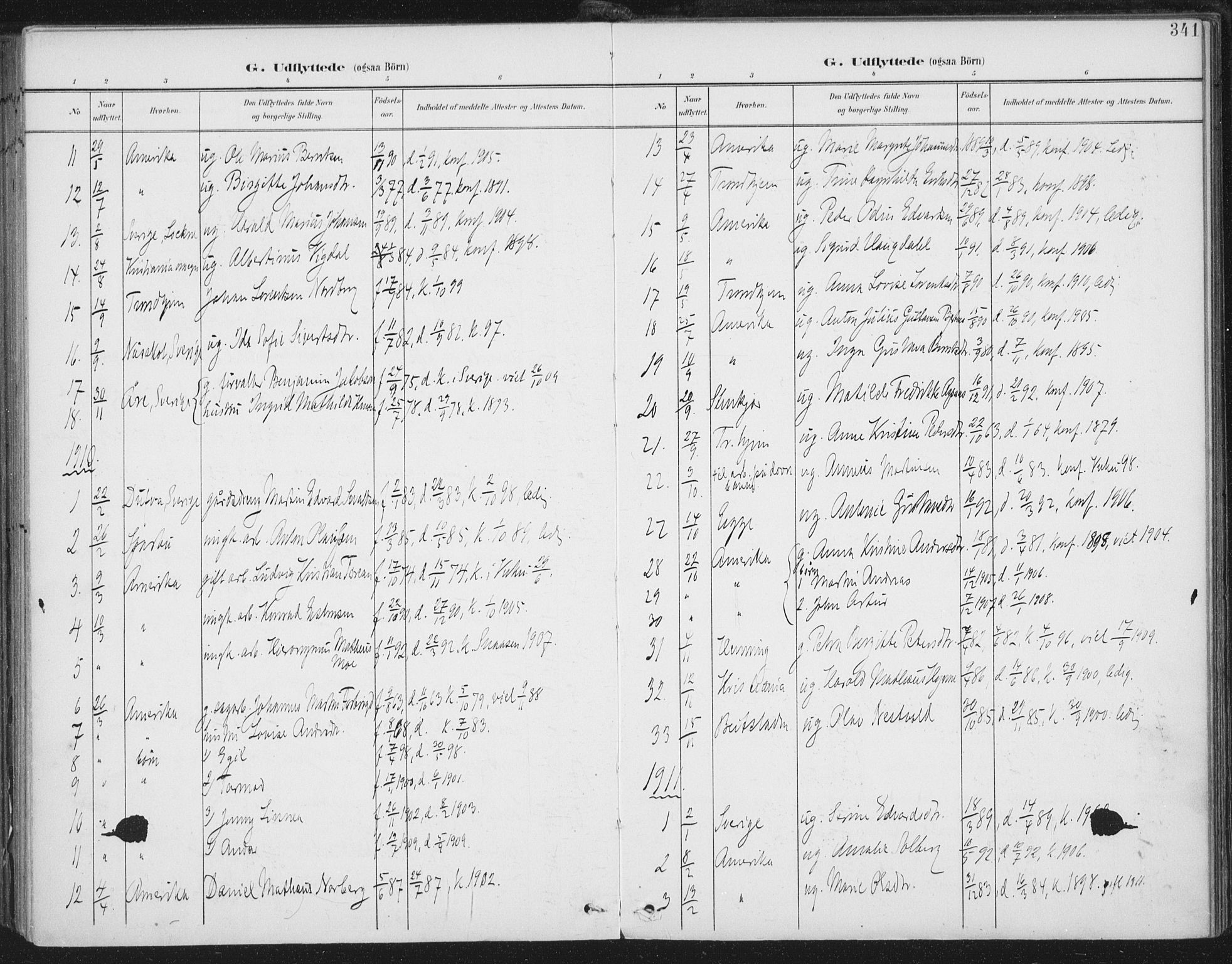Ministerialprotokoller, klokkerbøker og fødselsregistre - Nord-Trøndelag, SAT/A-1458/723/L0246: Parish register (official) no. 723A15, 1900-1917, p. 341