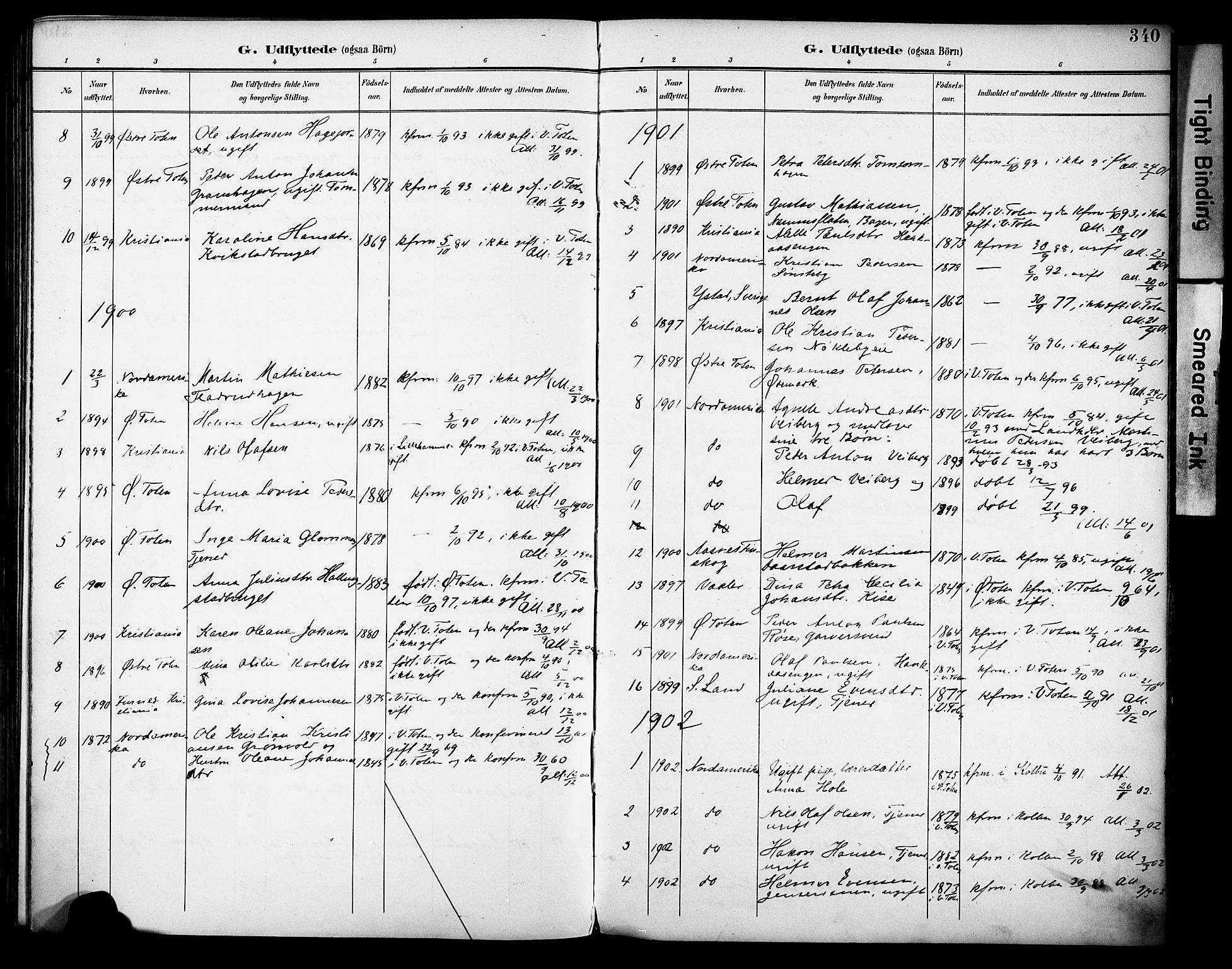 Vestre Toten prestekontor, SAH/PREST-108/H/Ha/Haa/L0013: Parish register (official) no. 13, 1895-1911, p. 340