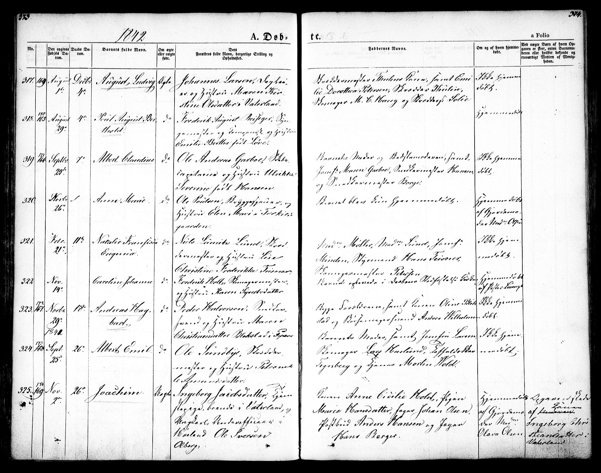 Oslo domkirke Kirkebøker, AV/SAO-A-10752/F/Fa/L0012: Parish register (official) no. 12, 1837-1845, p. 373-374