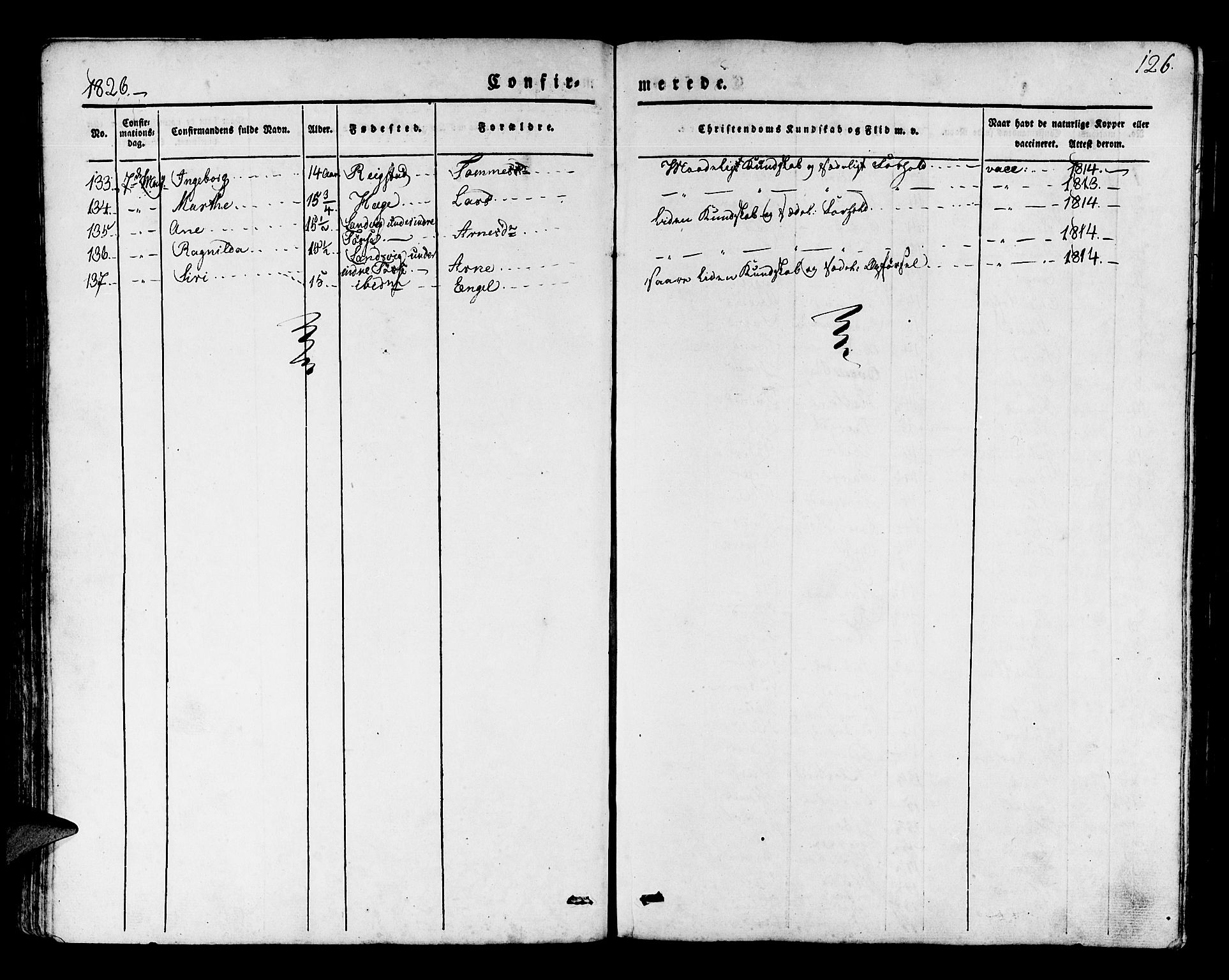 Os sokneprestembete, SAB/A-99929: Parish register (official) no. A 14, 1826-1839, p. 126