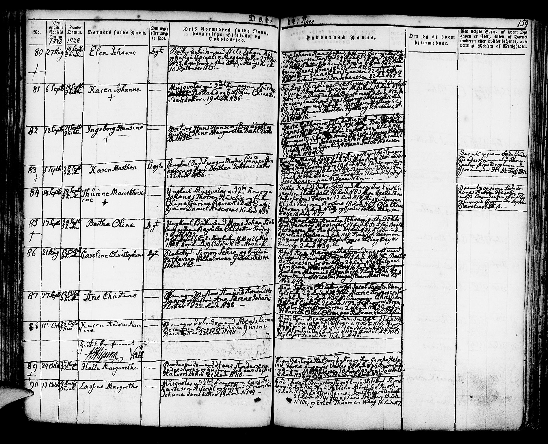 Korskirken sokneprestembete, AV/SAB-A-76101/H/Hab: Parish register (copy) no. A 3, 1821-1831, p. 159