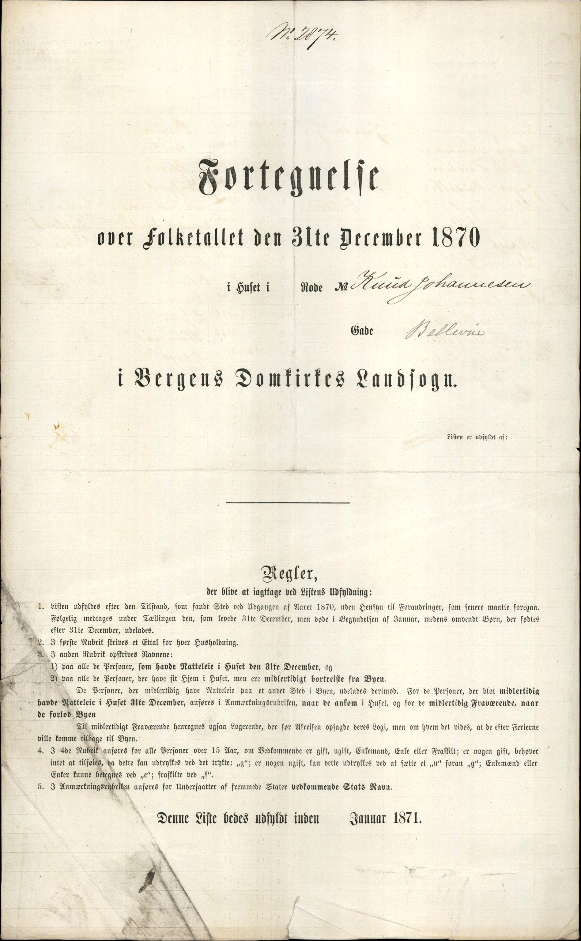 RA, 1870 census for 1301 Bergen, 1870