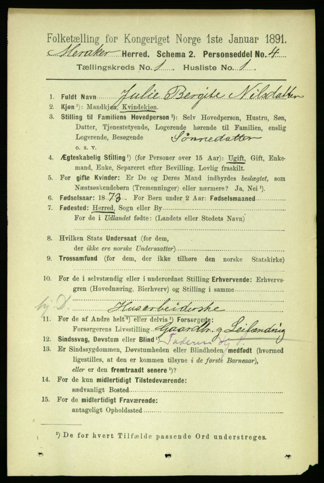 RA, 1891 census for 1711 Meråker, 1891, p. 82