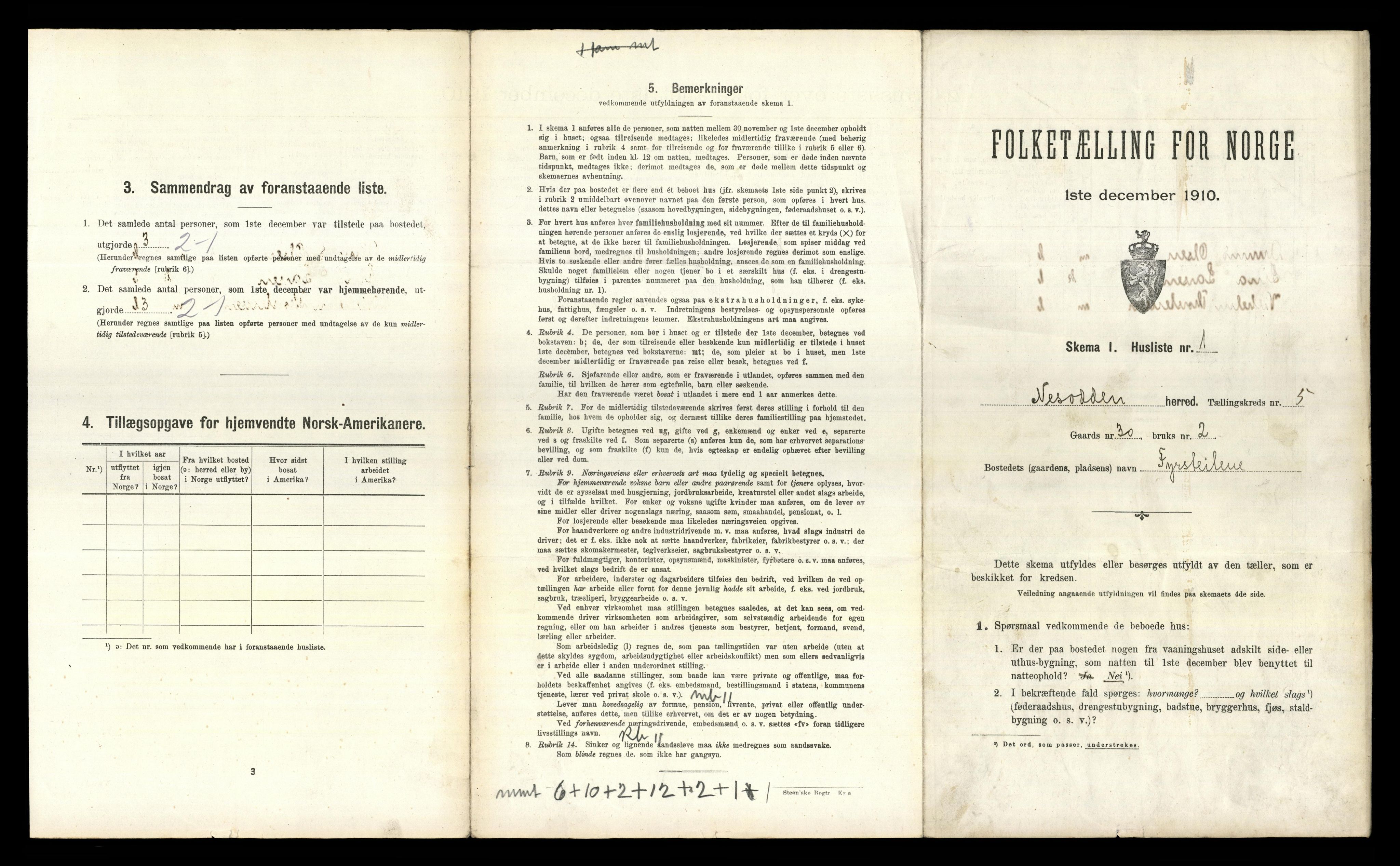 RA, 1910 census for Nesodden, 1910, p. 656