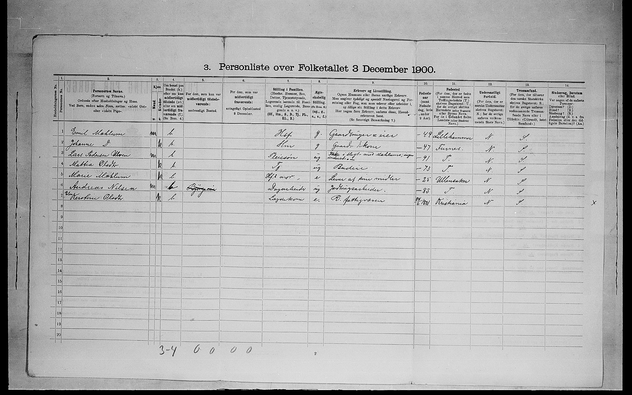 SAH, 1900 census for Ringsaker, 1900, p. 949