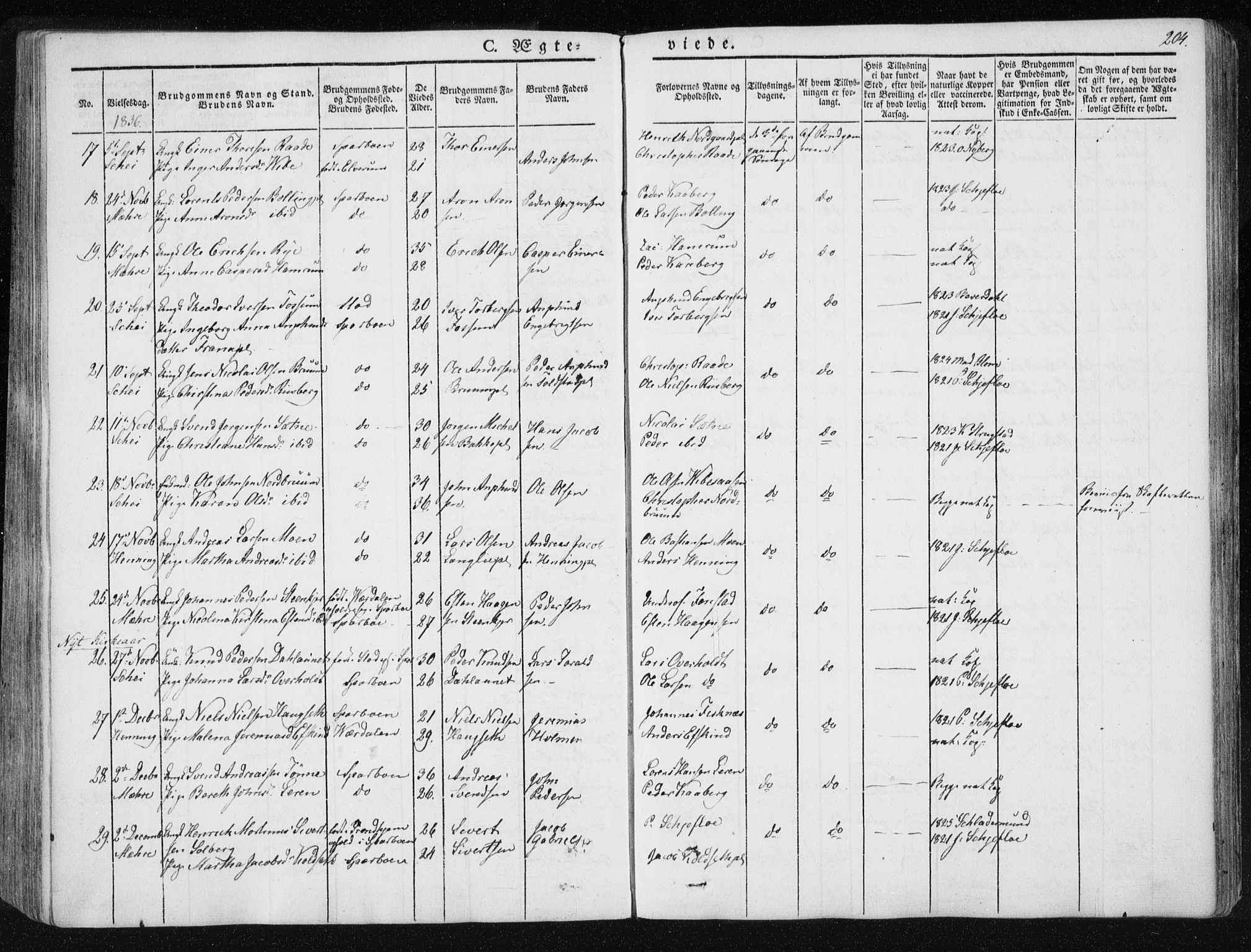 Ministerialprotokoller, klokkerbøker og fødselsregistre - Nord-Trøndelag, SAT/A-1458/735/L0339: Parish register (official) no. 735A06 /1, 1836-1848, p. 204