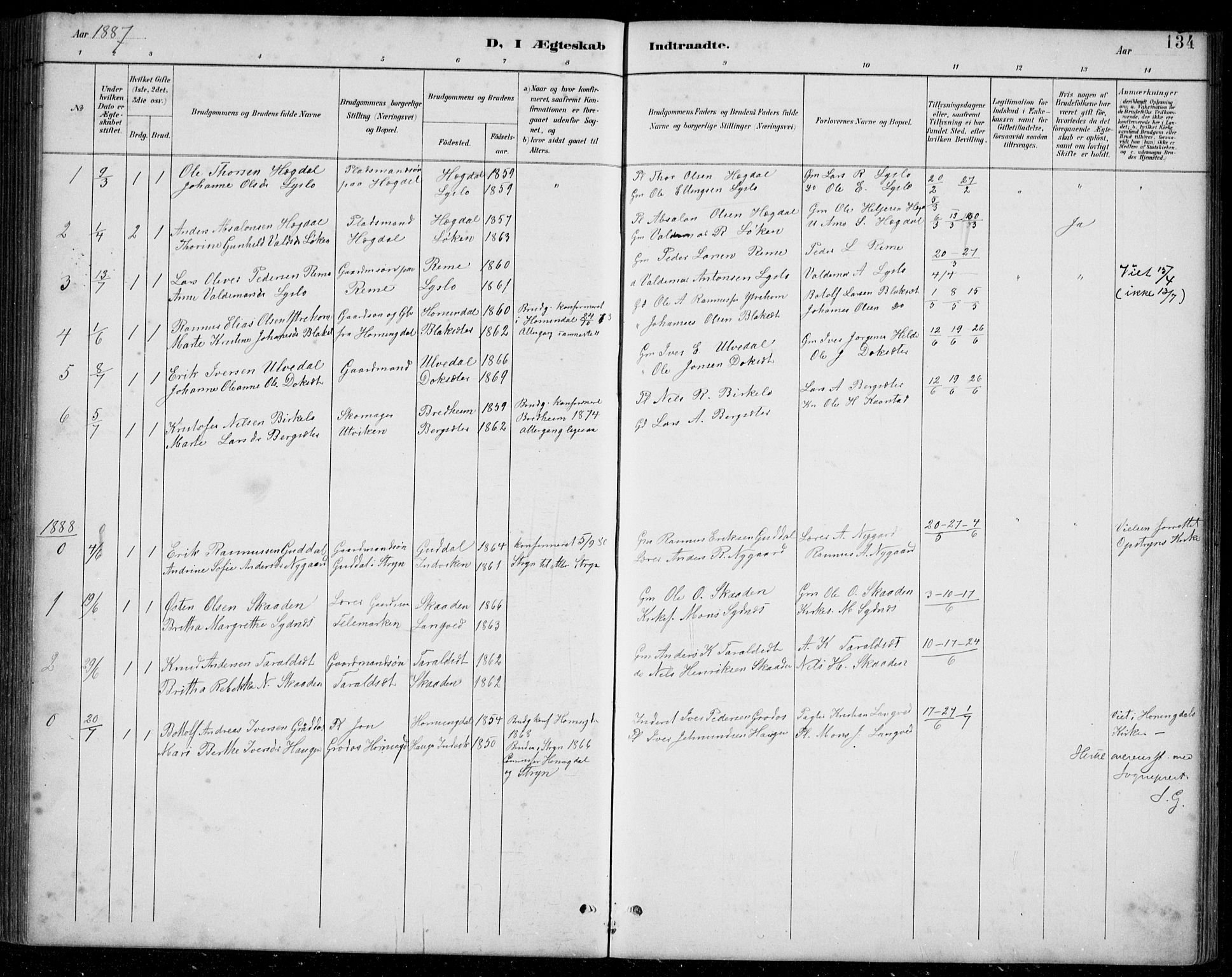 Innvik sokneprestembete, SAB/A-80501: Parish register (copy) no. A 3, 1886-1912, p. 134
