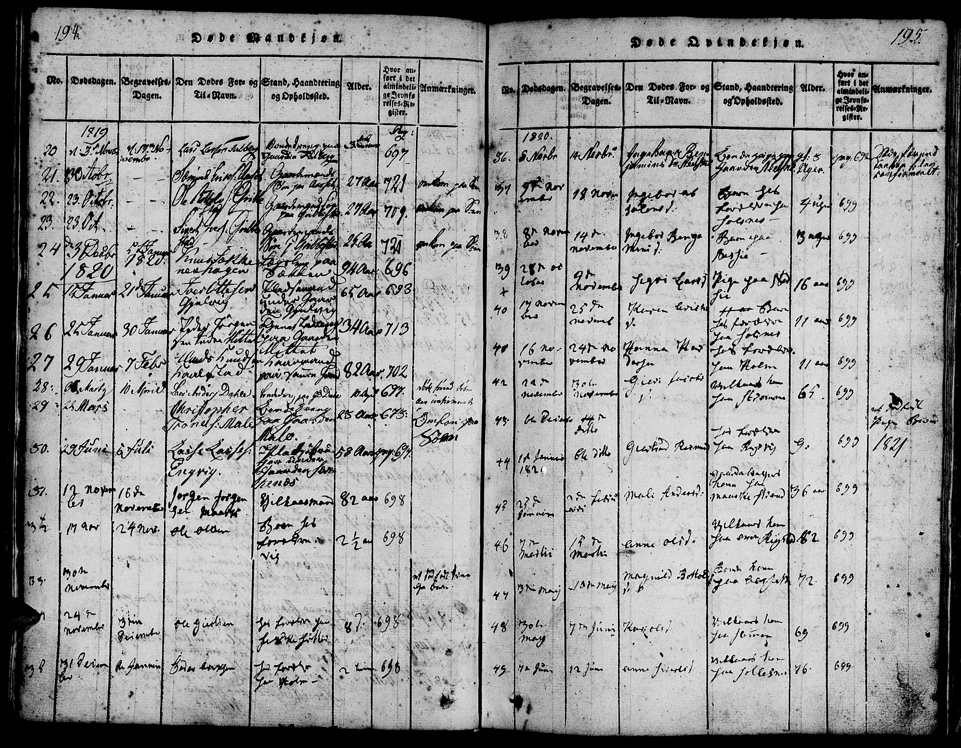 Ministerialprotokoller, klokkerbøker og fødselsregistre - Møre og Romsdal, AV/SAT-A-1454/547/L0602: Parish register (official) no. 547A04, 1818-1845, p. 194-195