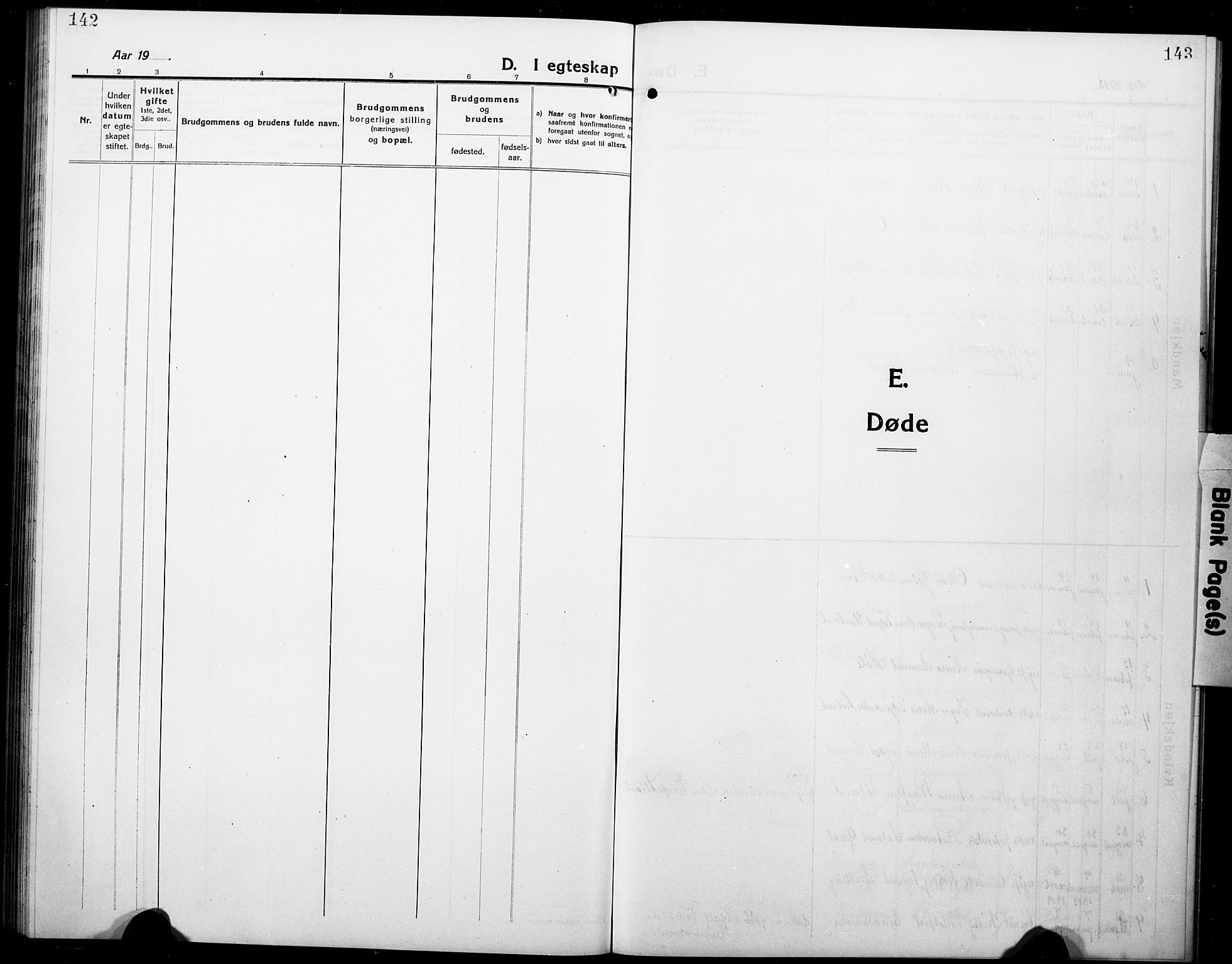 Nord-Audnedal sokneprestkontor, SAK/1111-0032/F/Fb/Fbb/L0005: Parish register (copy) no. B 5, 1918-1929, p. 142-143