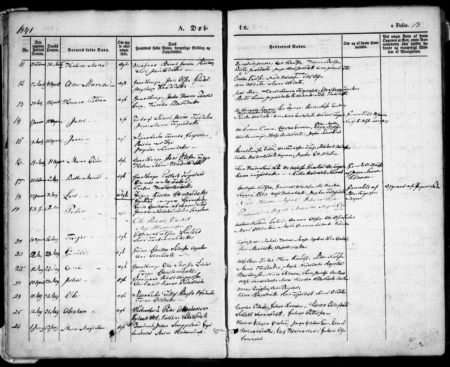 Søndeled sokneprestkontor, AV/SAK-1111-0038/F/Fa/L0002: Parish register (official) no. A 2, 1839-1860, p. 15