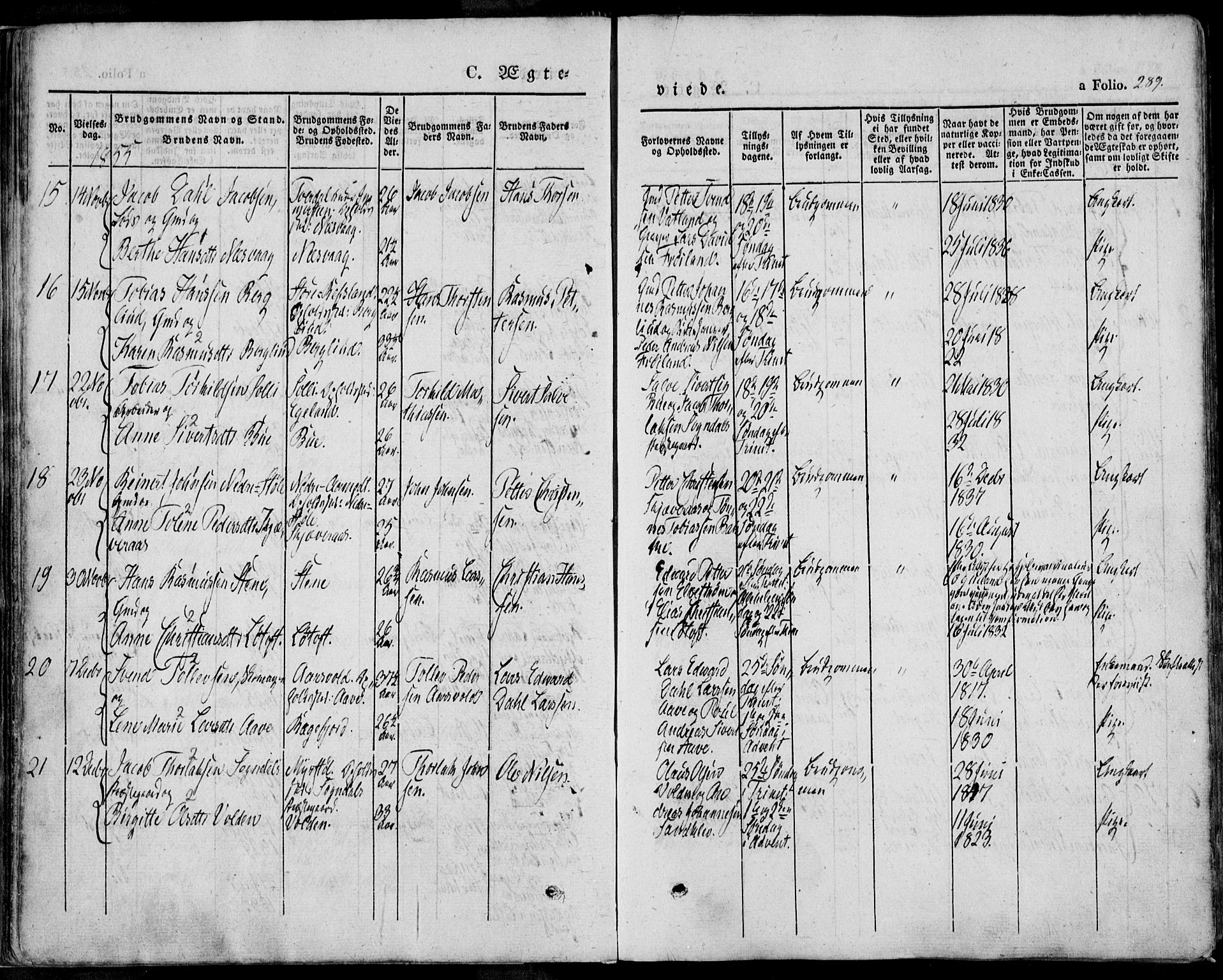 Sokndal sokneprestkontor, AV/SAST-A-101808: Parish register (official) no. A 8.2, 1842-1857, p. 289