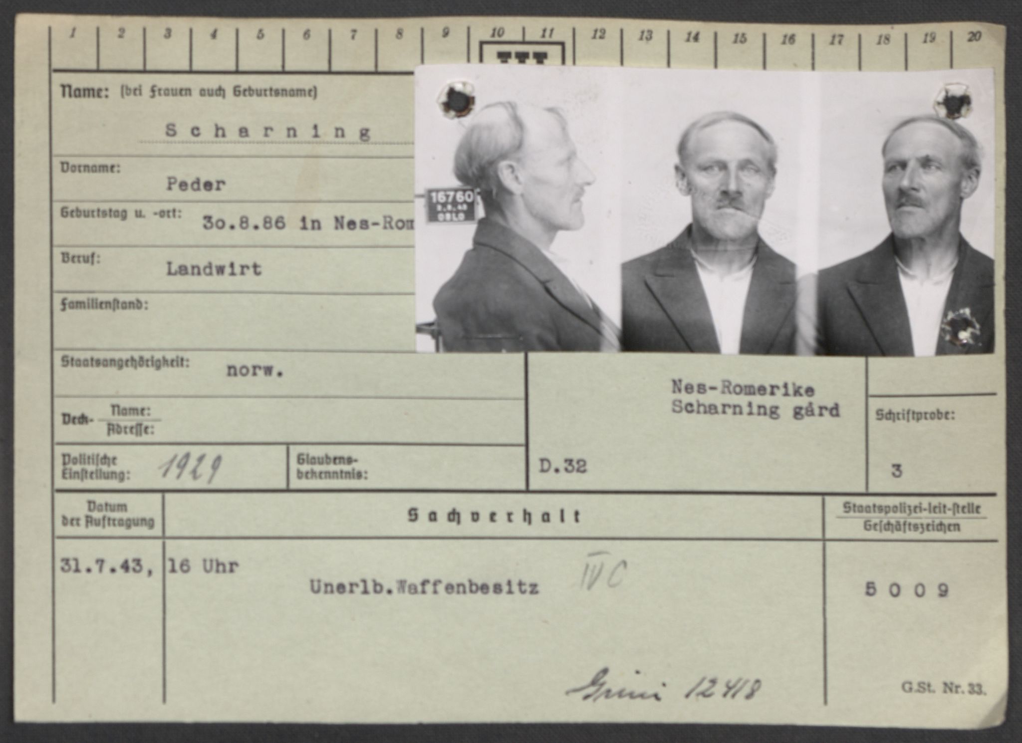 Befehlshaber der Sicherheitspolizei und des SD, AV/RA-RAFA-5969/E/Ea/Eaa/L0009: Register over norske fanger i Møllergata 19: Ru-Sy, 1940-1945, p. 382