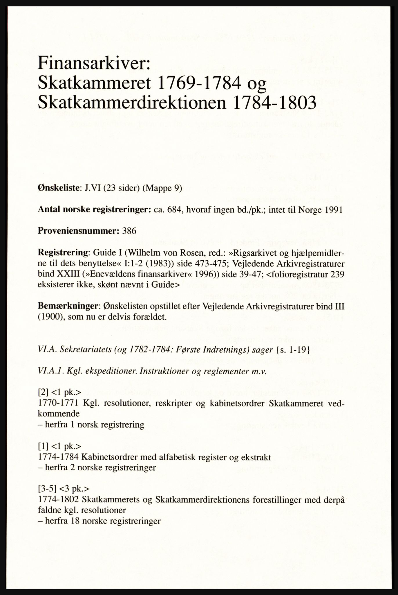 Publikasjoner utgitt av Arkivverket, PUBL/PUBL-001/A/0002: Erik Gøbel: NOREG, Tværregistratur over norgesrelevant materiale i Rigsarkivet i København (2000), 2000, p. 193