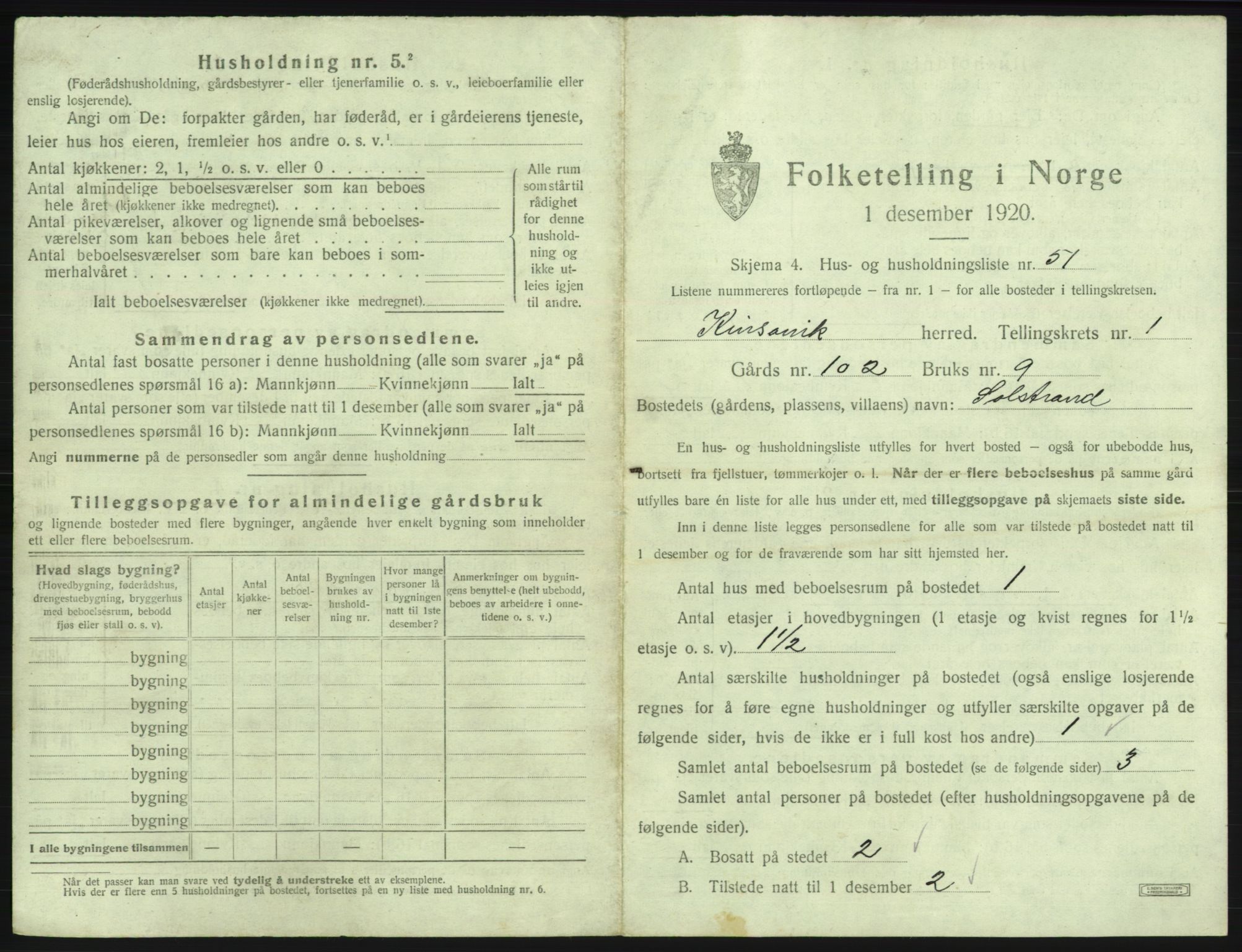 SAB, 1920 census for Kinsarvik, 1920, p. 131