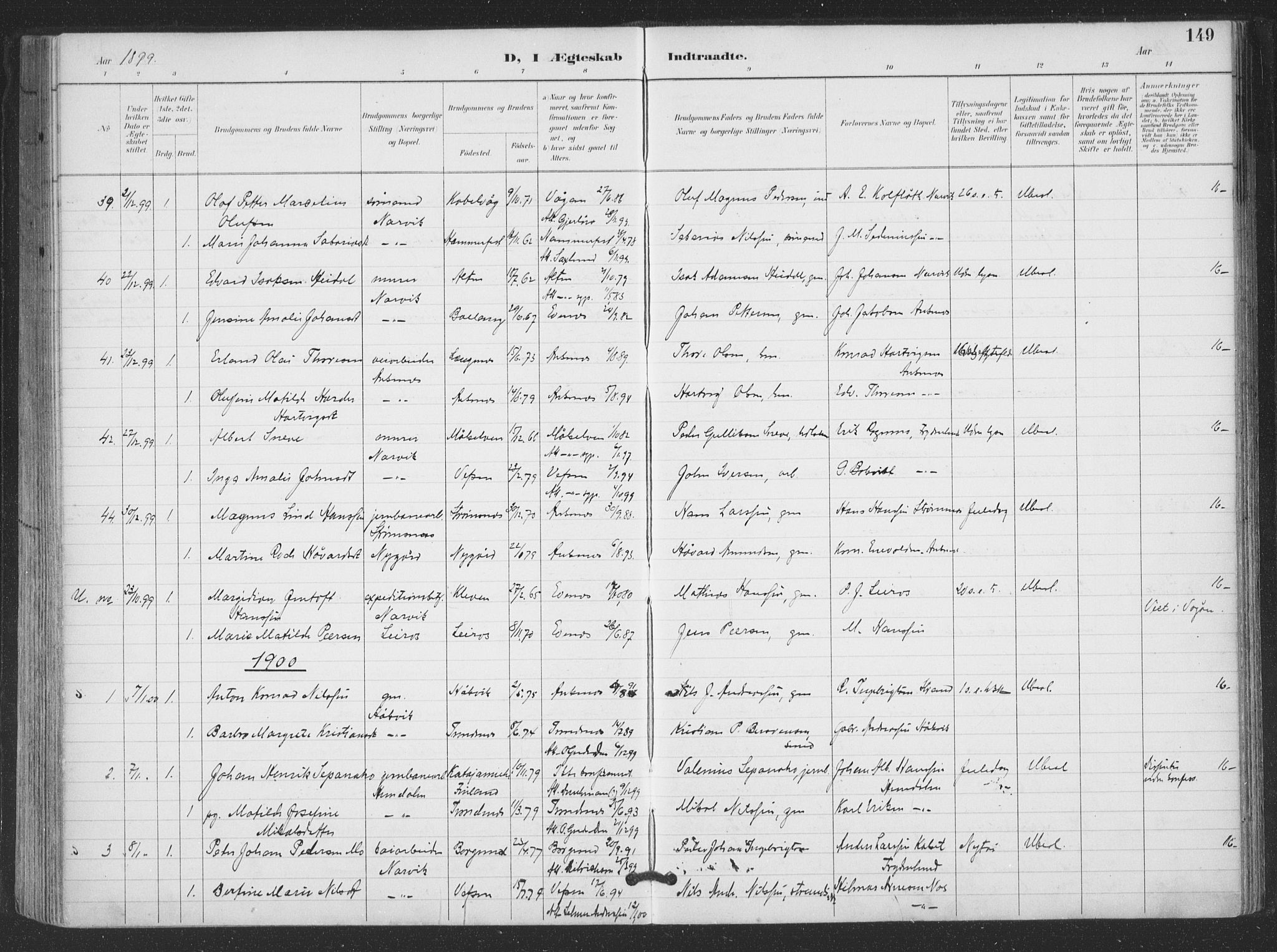 Ministerialprotokoller, klokkerbøker og fødselsregistre - Nordland, SAT/A-1459/866/L0939: Parish register (official) no. 866A02, 1894-1906, p. 149