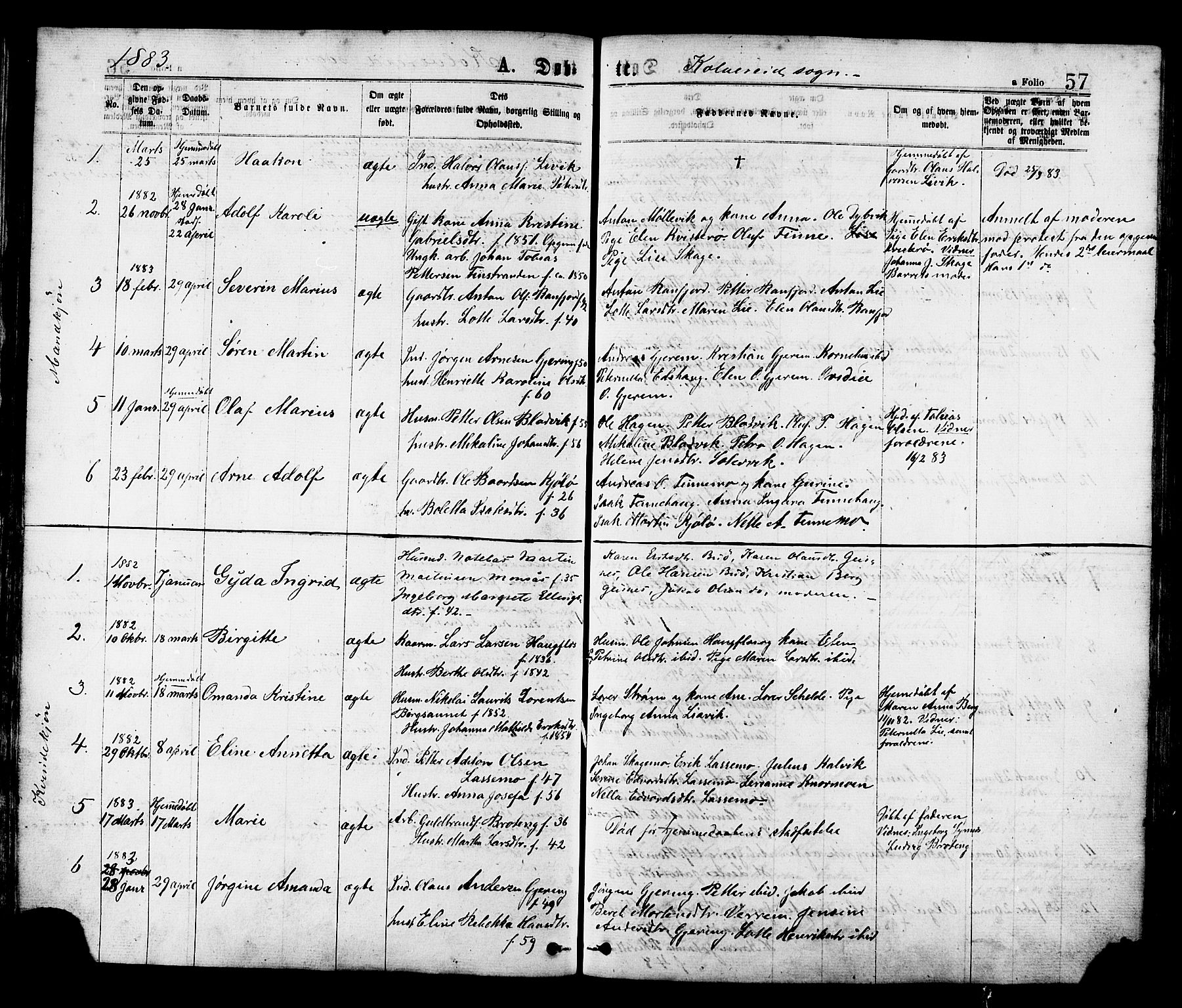 Ministerialprotokoller, klokkerbøker og fødselsregistre - Nord-Trøndelag, SAT/A-1458/780/L0642: Parish register (official) no. 780A07 /1, 1874-1885, p. 57