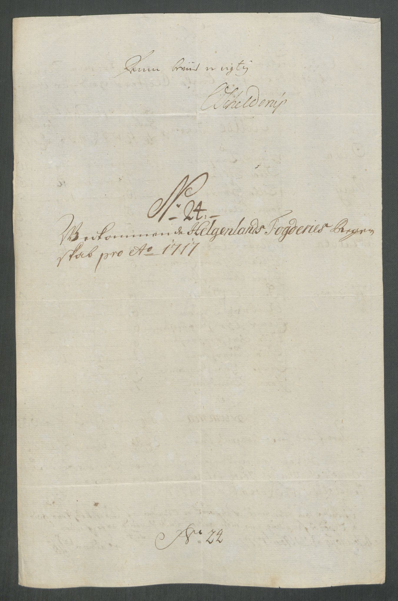 Rentekammeret inntil 1814, Reviderte regnskaper, Fogderegnskap, AV/RA-EA-4092/R65/L4515: Fogderegnskap Helgeland, 1717, p. 260