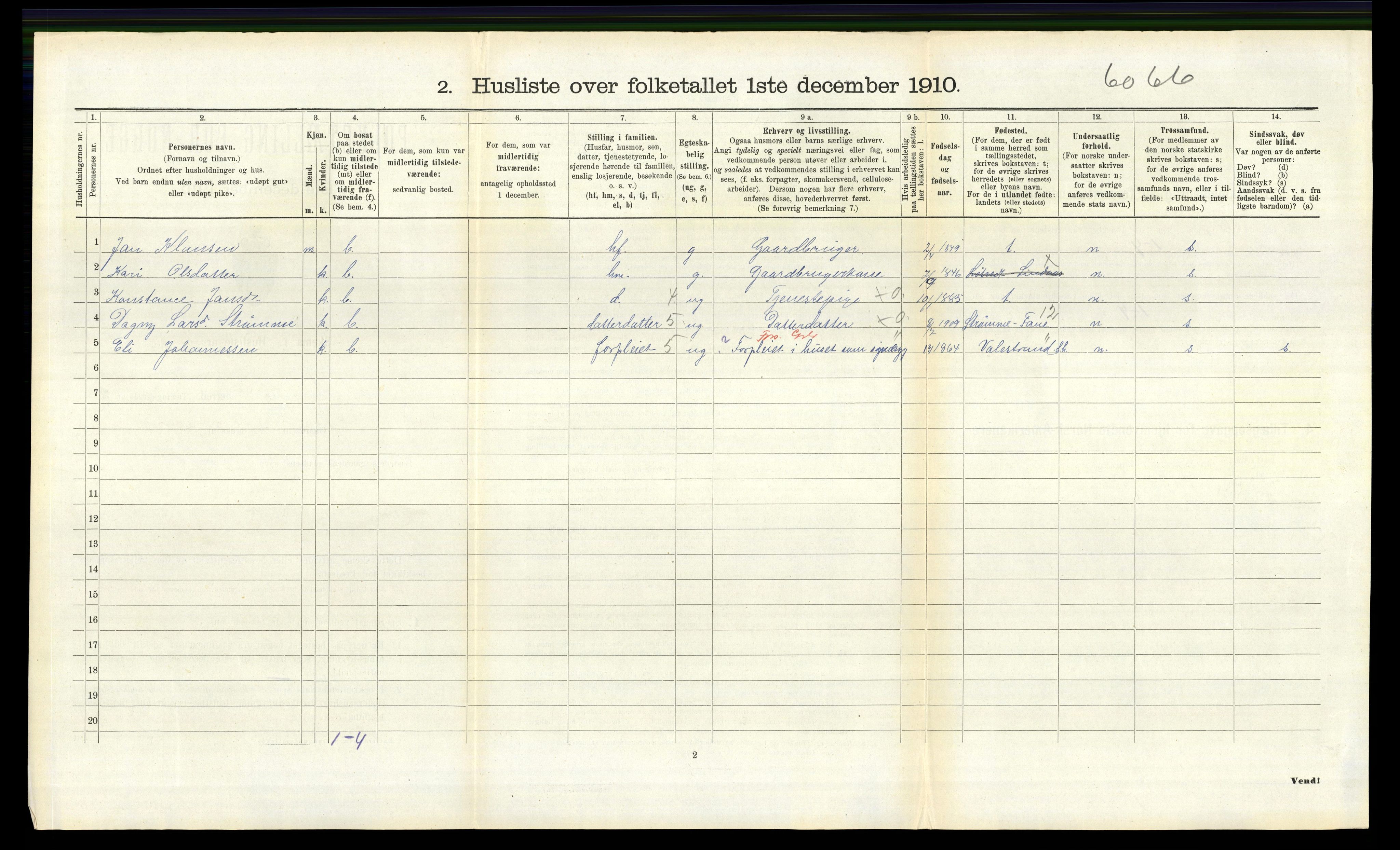 RA, 1910 census for Lindås, 1910, p. 961