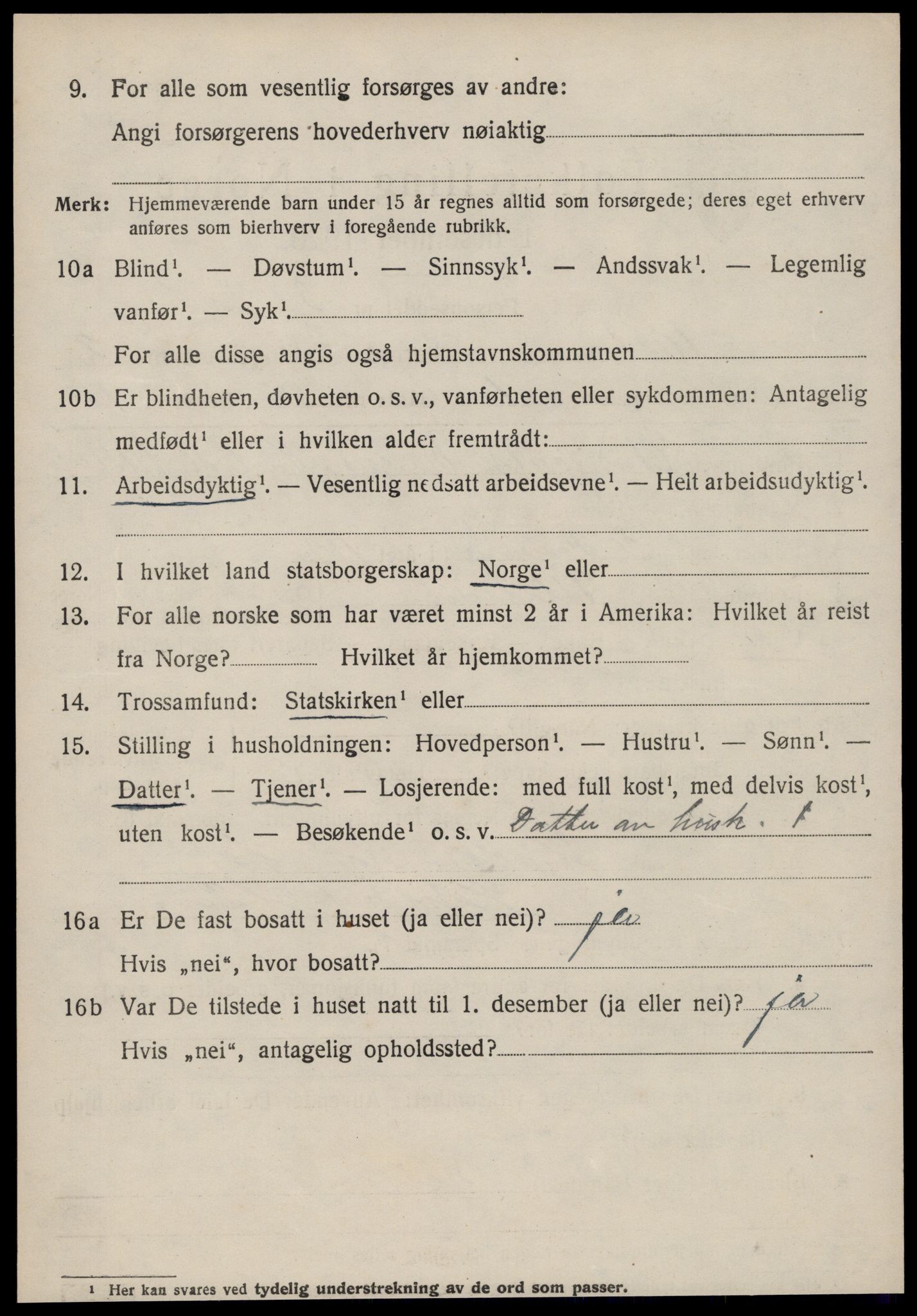 SAT, 1920 census for Ulstein, 1920, p. 1125