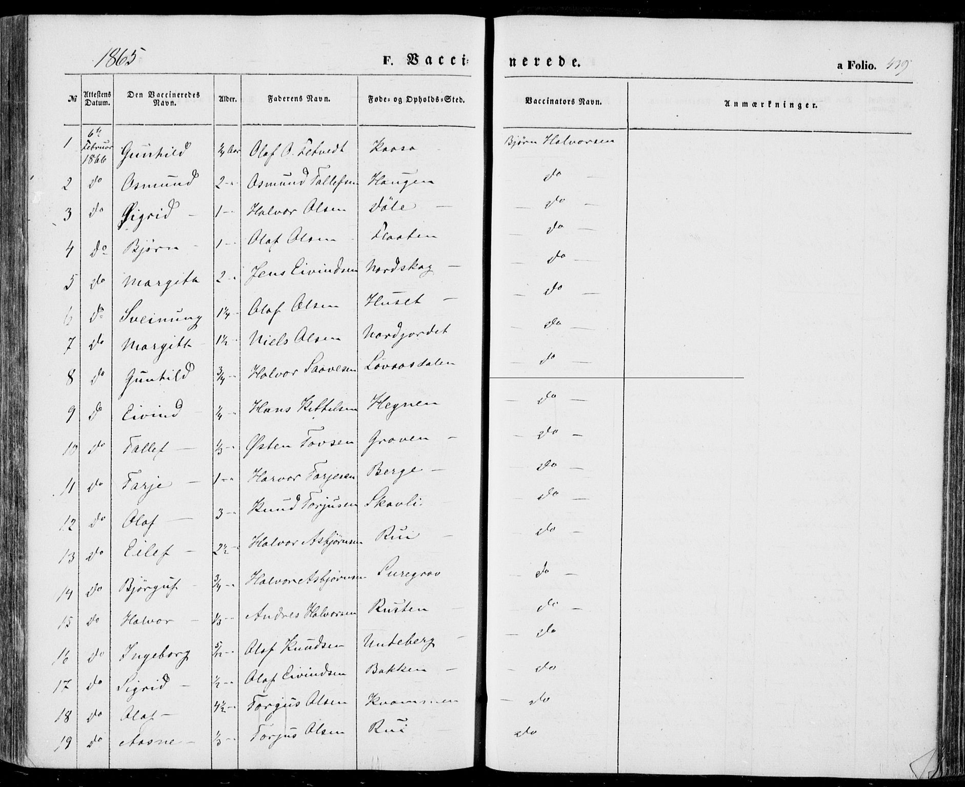 Vinje kirkebøker, SAKO/A-312/F/Fa/L0004: Parish register (official) no. I 4, 1843-1869, p. 439