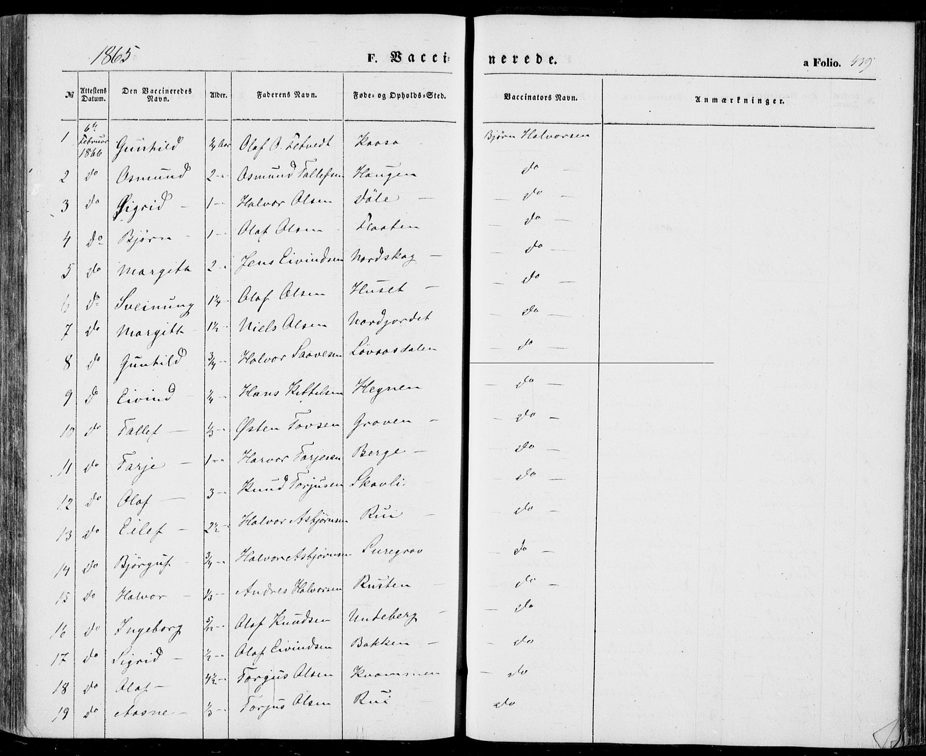 Vinje kirkebøker, AV/SAKO-A-312/F/Fa/L0004: Parish register (official) no. I 4, 1843-1869, p. 439