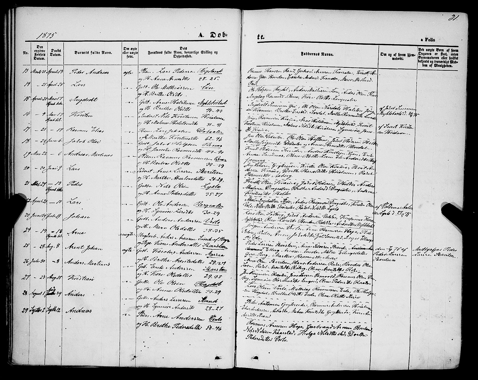 Innvik sokneprestembete, AV/SAB-A-80501: Parish register (official) no. A 6, 1865-1878, p. 31