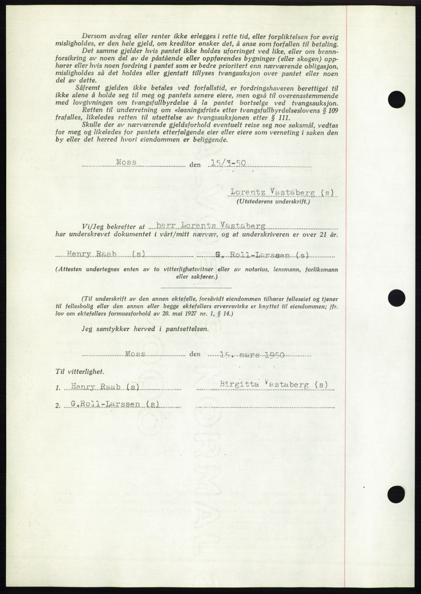 Moss sorenskriveri, AV/SAO-A-10168: Mortgage book no. B24, 1950-1950, Diary no: : 856/1950