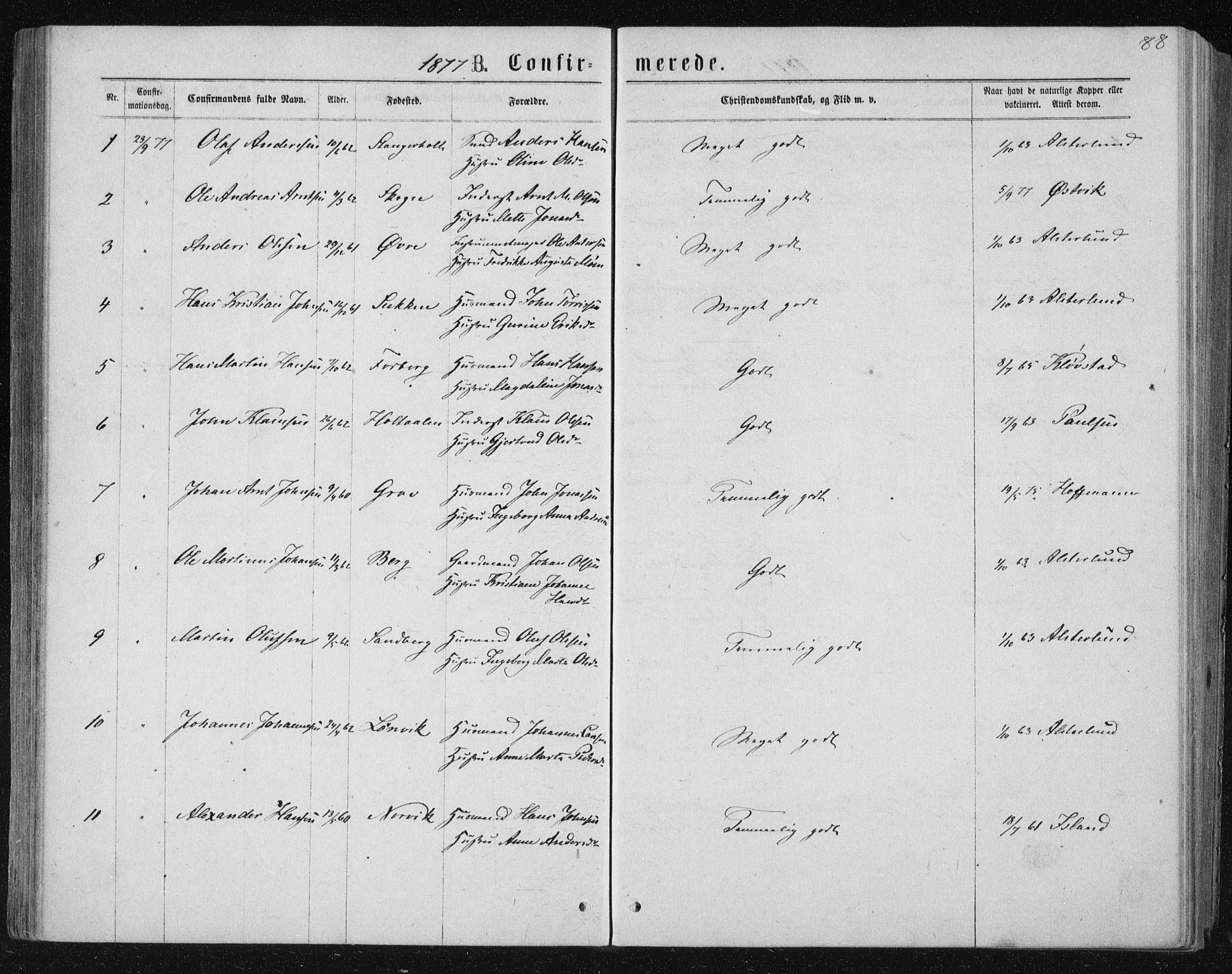 Ministerialprotokoller, klokkerbøker og fødselsregistre - Nord-Trøndelag, SAT/A-1458/722/L0219: Parish register (official) no. 722A06, 1868-1880, p. 88