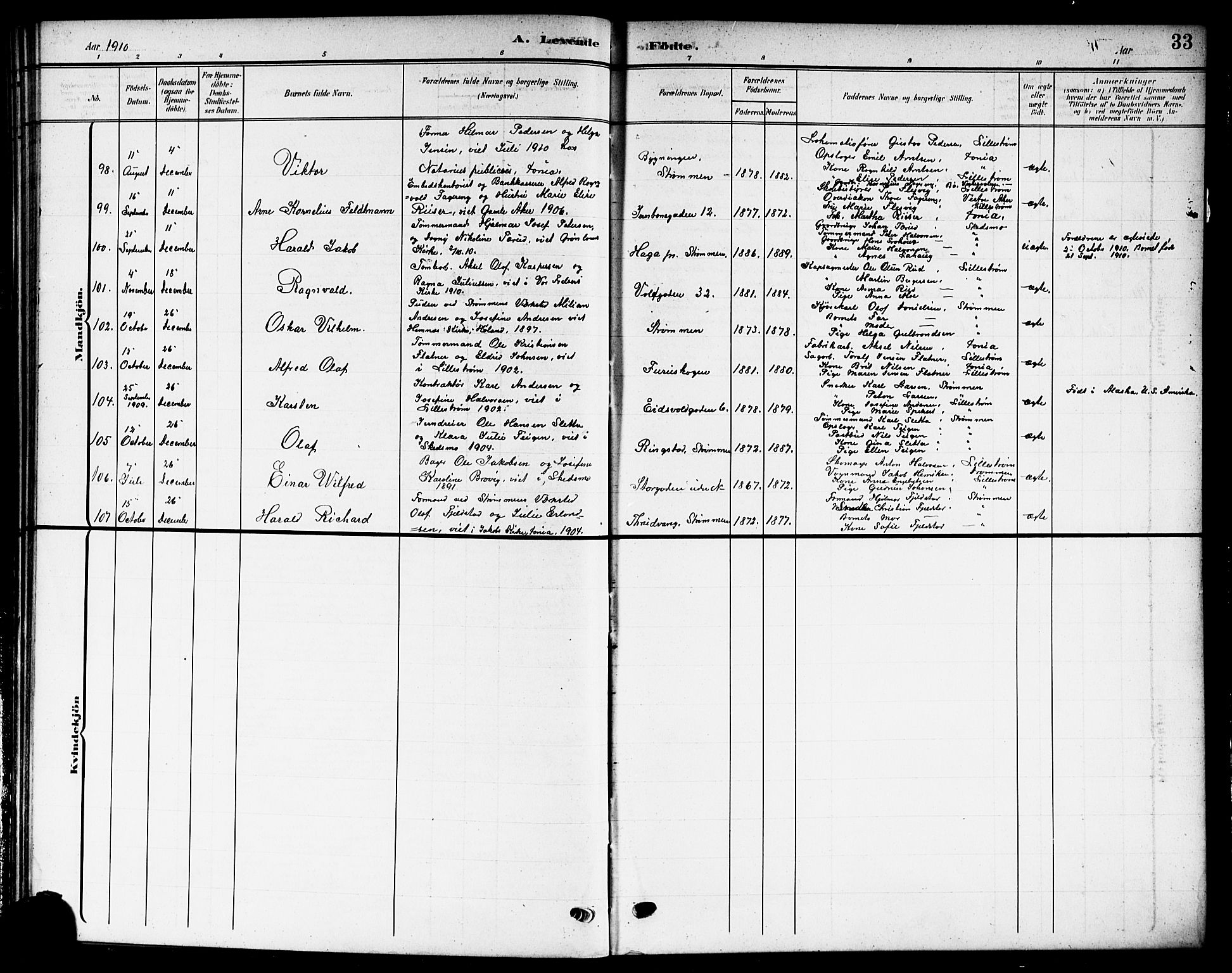 Skedsmo prestekontor Kirkebøker, SAO/A-10033a/G/Gc/L0001: Parish register (copy) no. III 1, 1908-1916, p. 33
