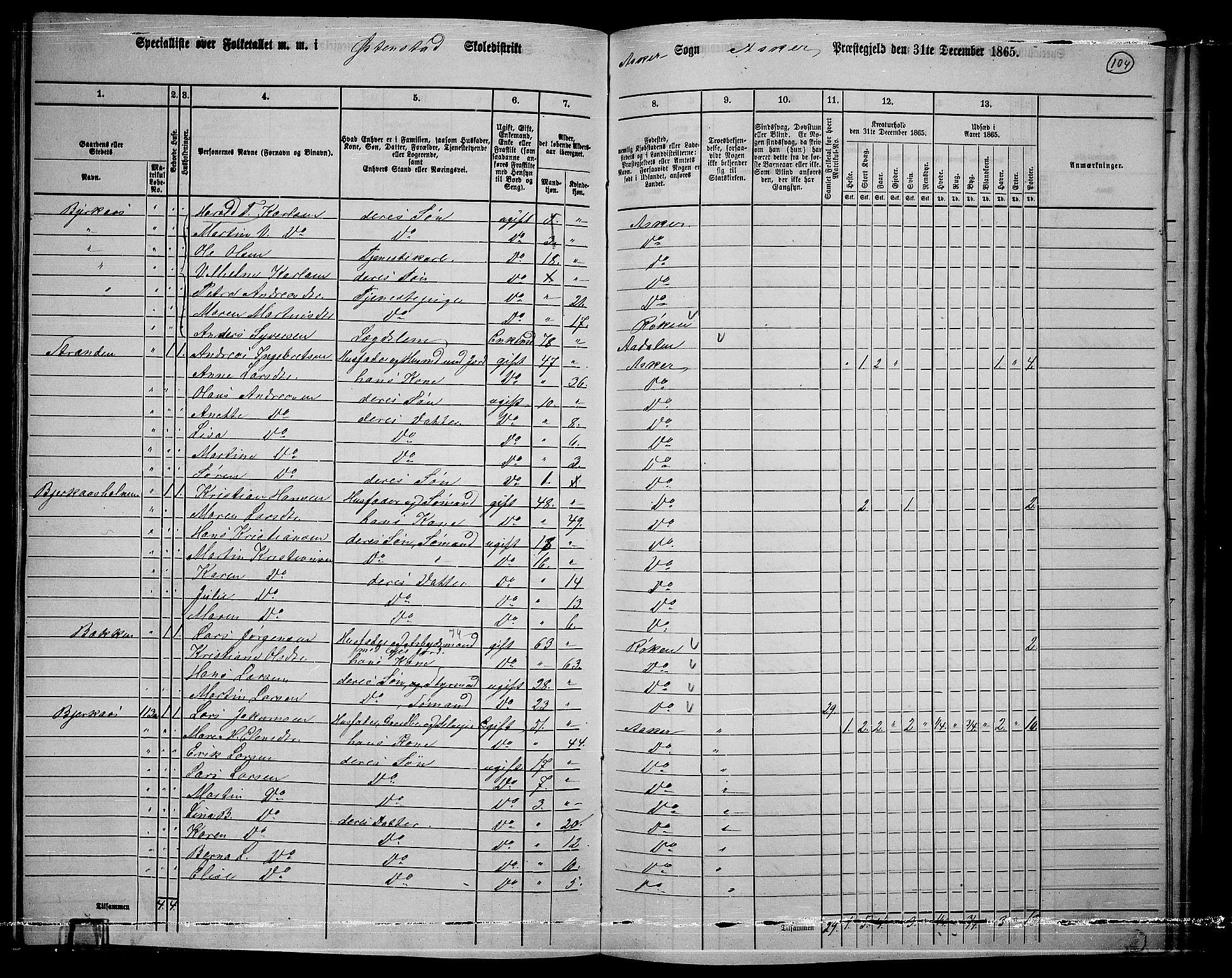 RA, 1865 census for Asker, 1865, p. 100