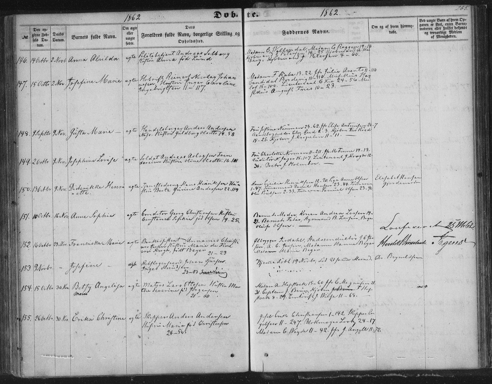 Korskirken sokneprestembete, SAB/A-76101/H/Haa/L0018: Parish register (official) no. B 4, 1857-1866, p. 265