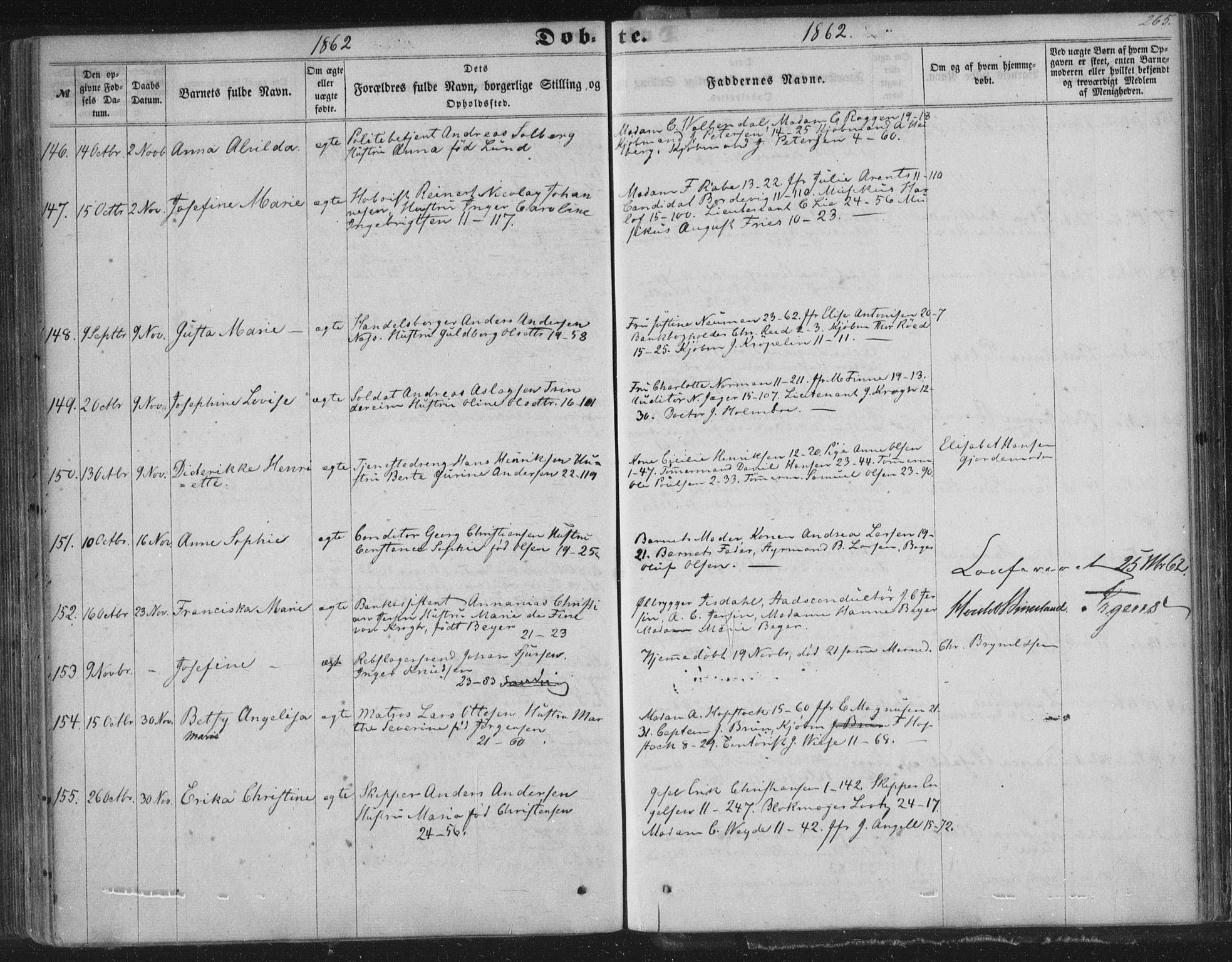 Korskirken sokneprestembete, AV/SAB-A-76101/H/Haa/L0018: Parish register (official) no. B 4, 1857-1866, p. 265