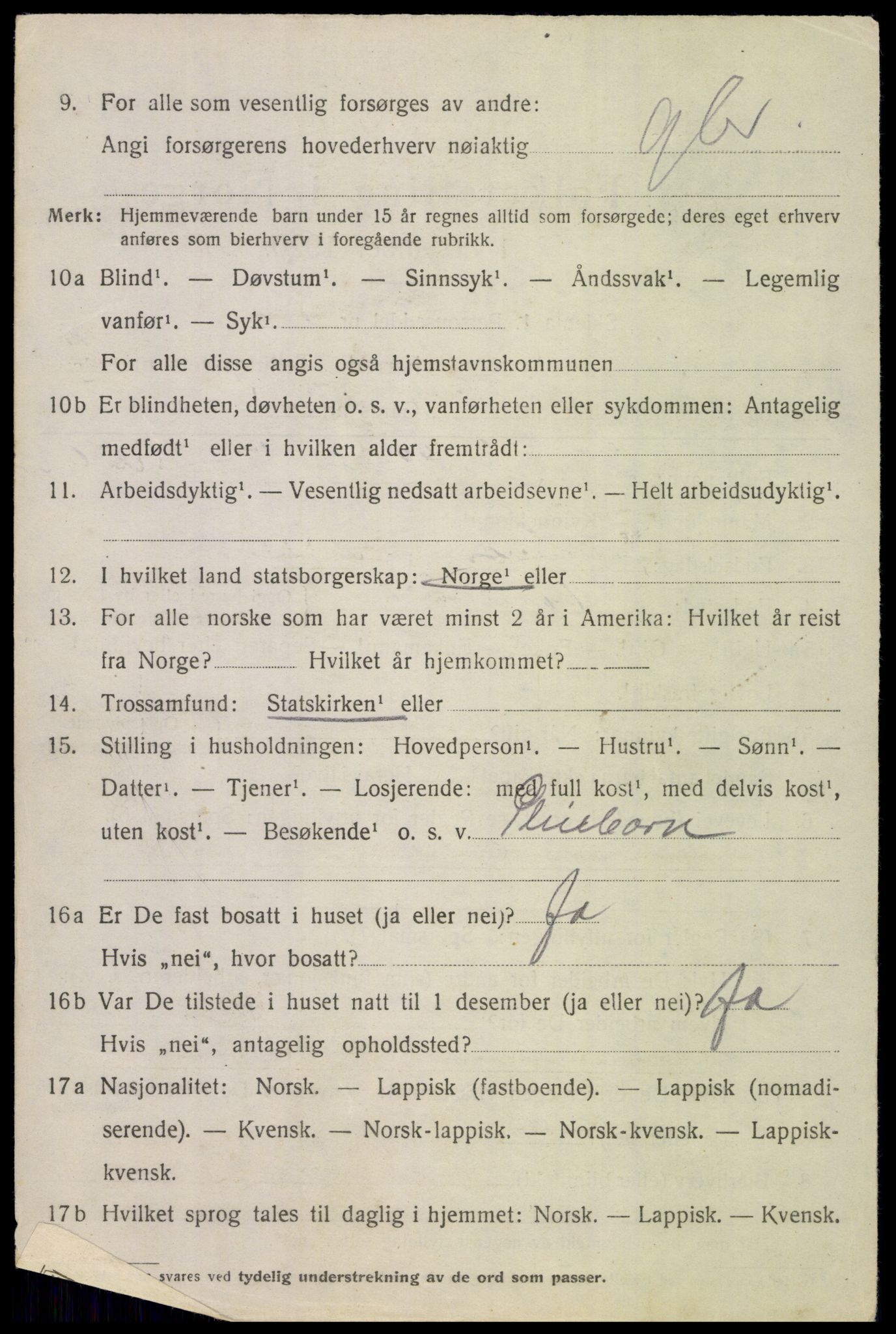 SAT, 1920 census for Evenes, 1920, p. 11819