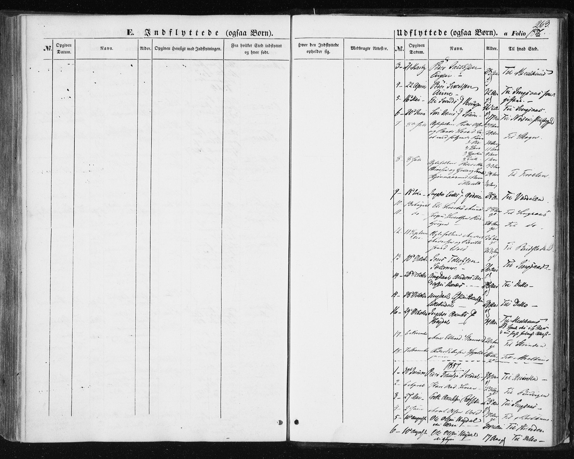 Ministerialprotokoller, klokkerbøker og fødselsregistre - Sør-Trøndelag, SAT/A-1456/687/L1000: Parish register (official) no. 687A06, 1848-1869, p. 263