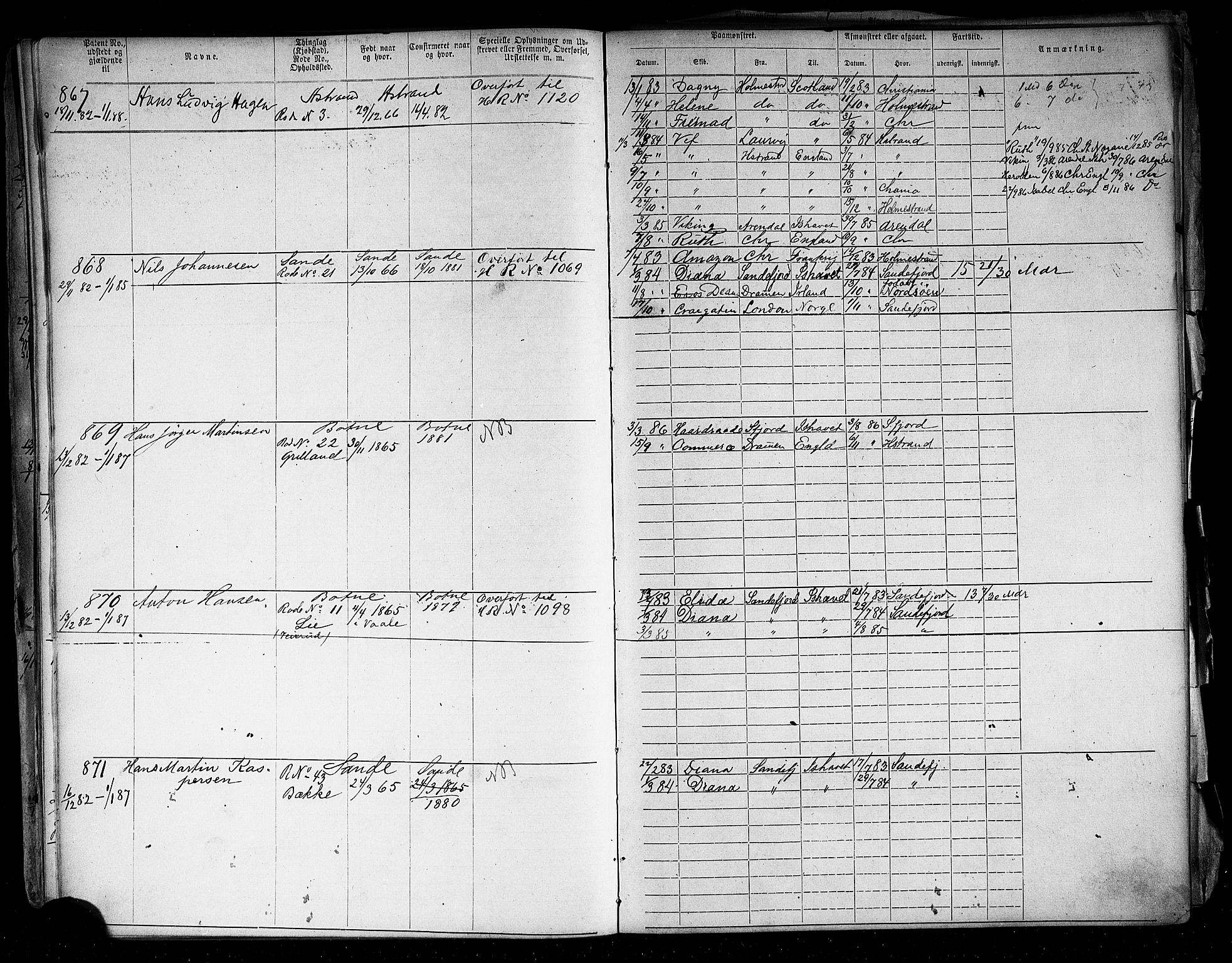 Holmestrand innrulleringskontor, AV/SAKO-A-1151/F/Fb/L0003: Annotasjonsrulle, 1868-1886, p. 176