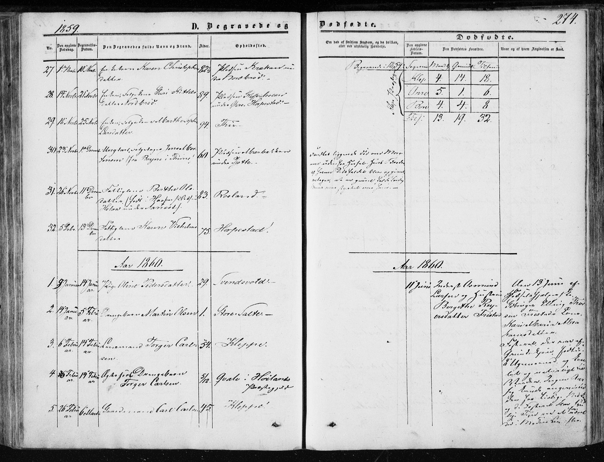 Klepp sokneprestkontor, SAST/A-101803/001/3/30BA/L0005: Parish register (official) no. A 5, 1853-1870, p. 274