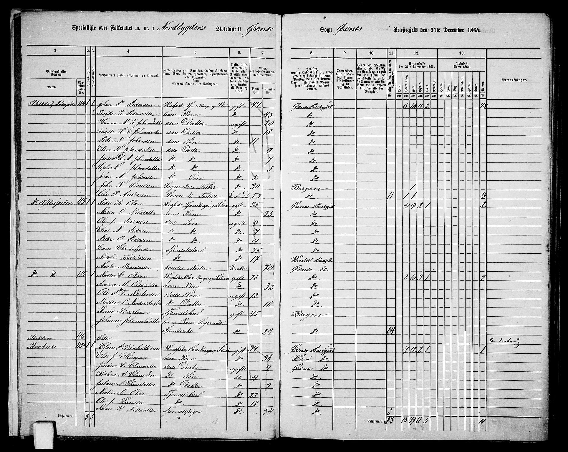 RA, 1865 census for Øksnes, 1865, p. 12