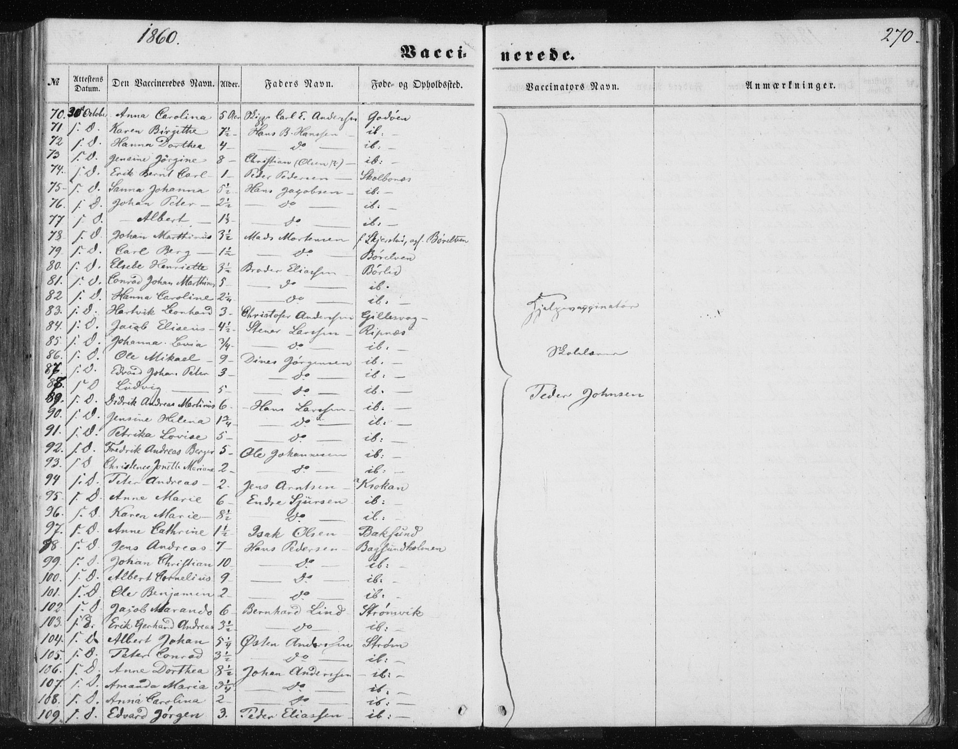 Ministerialprotokoller, klokkerbøker og fødselsregistre - Nordland, AV/SAT-A-1459/801/L0028: Parish register (copy) no. 801C03, 1855-1867, p. 270