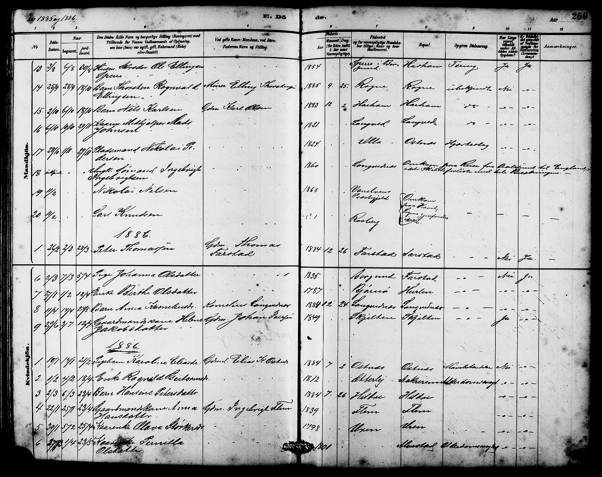 Ministerialprotokoller, klokkerbøker og fødselsregistre - Møre og Romsdal, AV/SAT-A-1454/536/L0510: Parish register (copy) no. 536C05, 1881-1898, p. 259