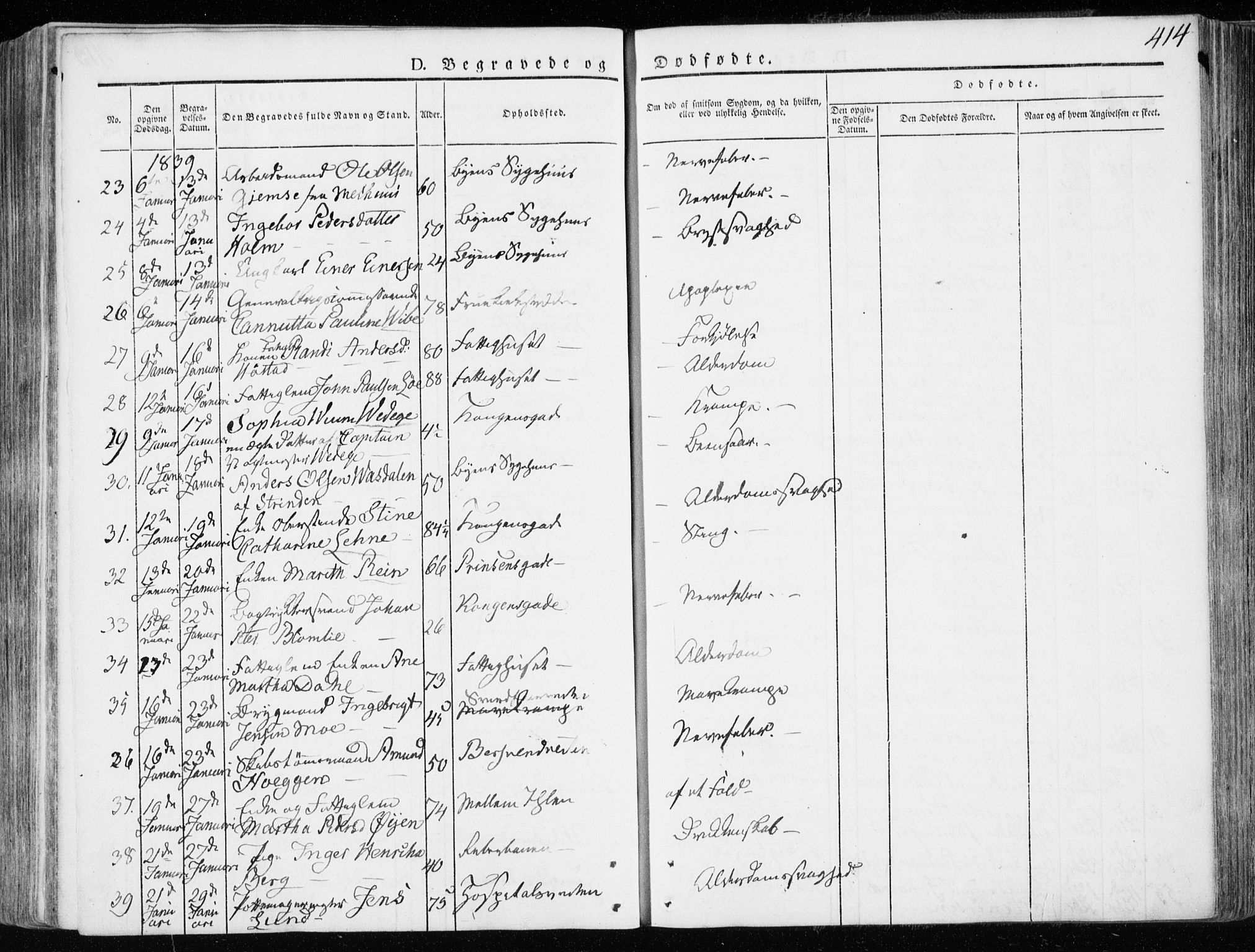 Ministerialprotokoller, klokkerbøker og fødselsregistre - Sør-Trøndelag, SAT/A-1456/601/L0047: Parish register (official) no. 601A15, 1831-1839, p. 414